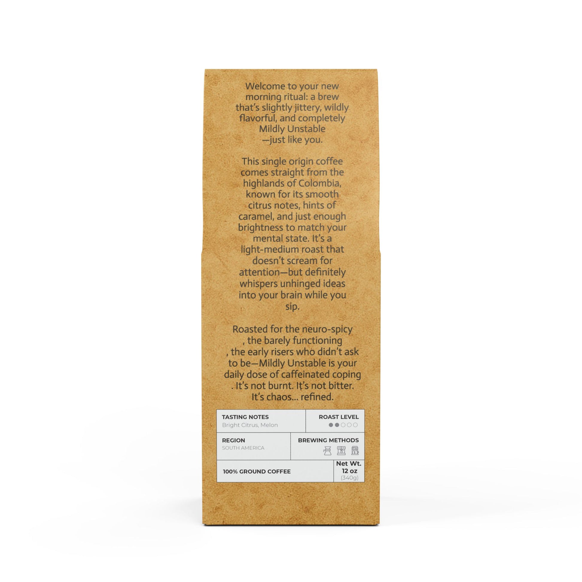 ☕ Mildly Unstable – Colombia Single Origin (Light-Medium Roast)