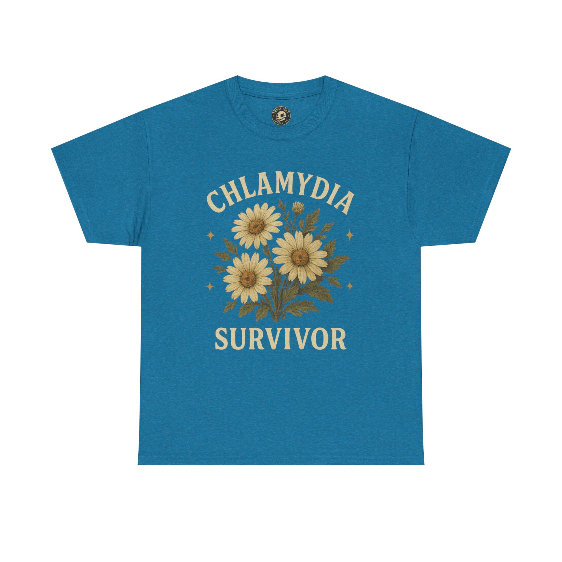 Chlamydia Survivor Vintage Floral Tee – Funny Bold Statement Shirt – Gildan 5000 Unisex Heavy Cotton