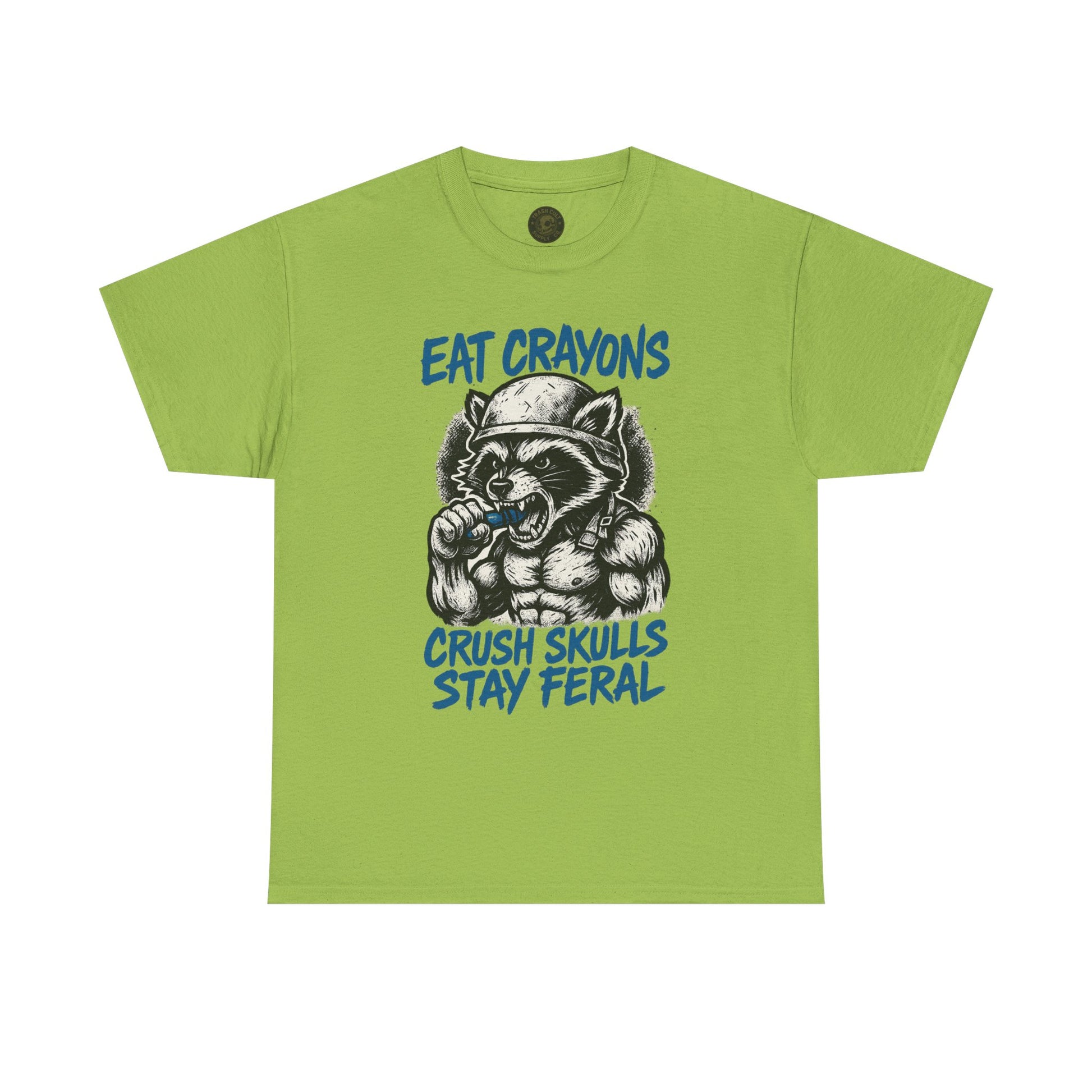 Eat Crayons Crush Skulls Stay Feral Military Raccoon Shirt – Gildan 5000