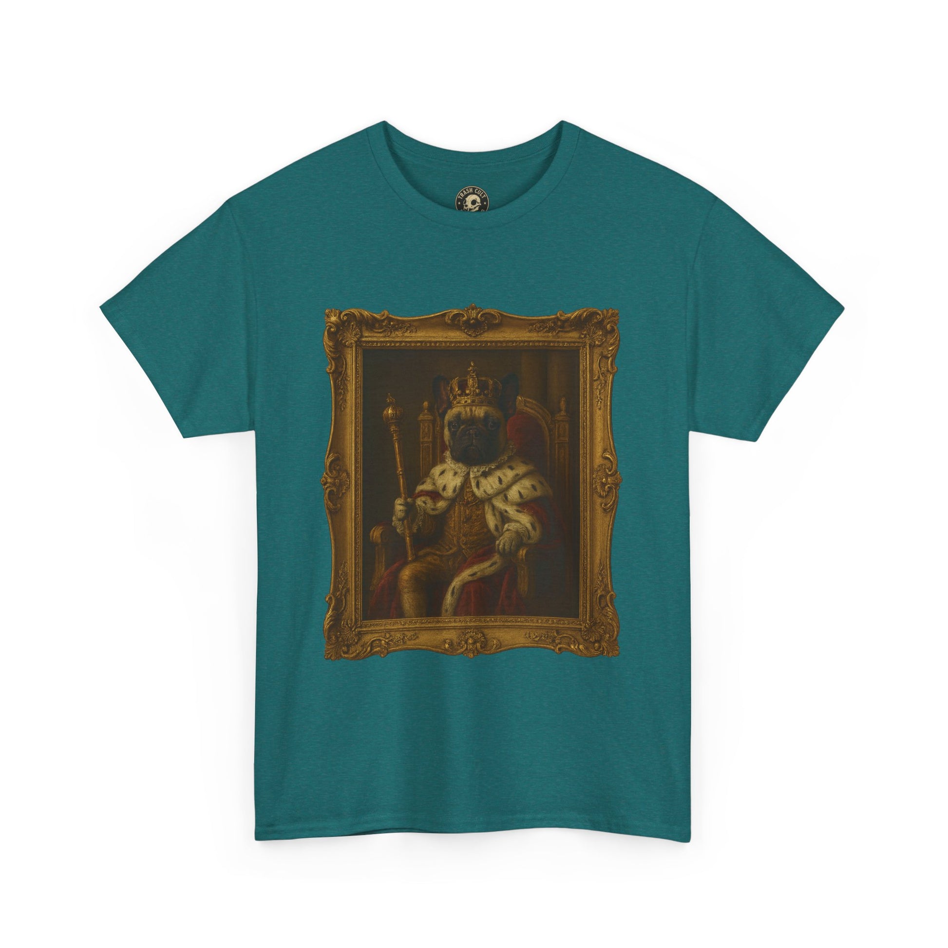 French Bulldog King Baroque Portrait Shirt – Funny Royal Dog Tee – Gildan 5000 Unisex Heavy Cotton