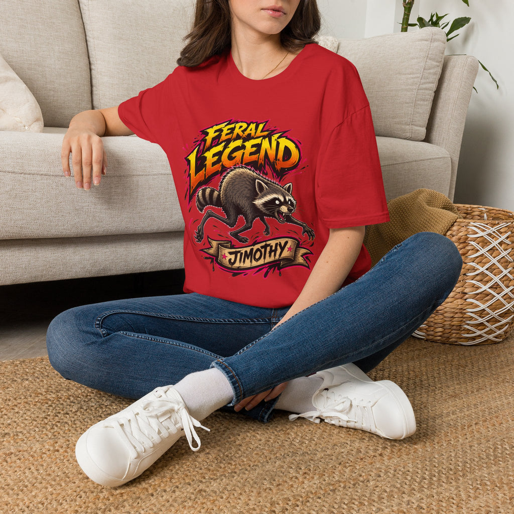Feral Legend Raccoon Jimothy T-Shirt — Bold Graphic Tee