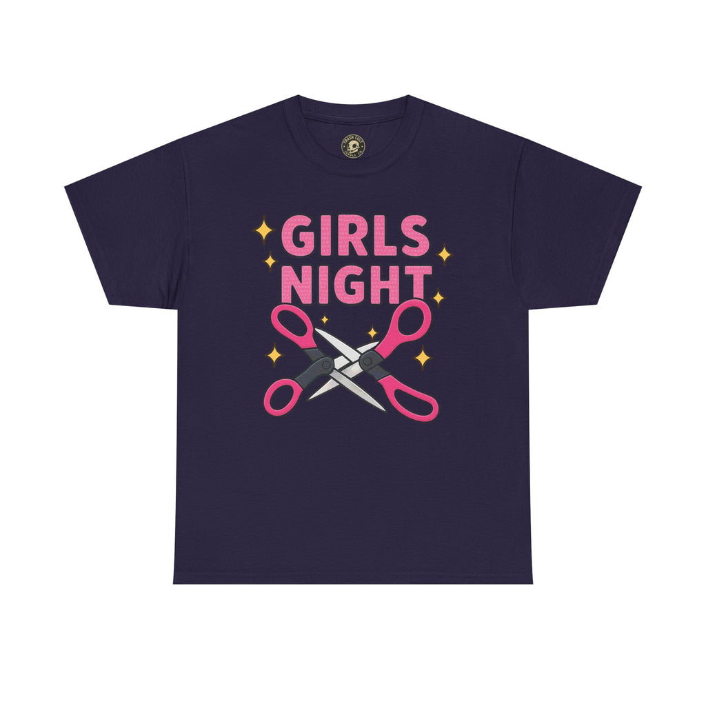 Funny Girls Night Shirt – Lesbian Humor Tee – Pink Scissors Graphic on Gildan 5000