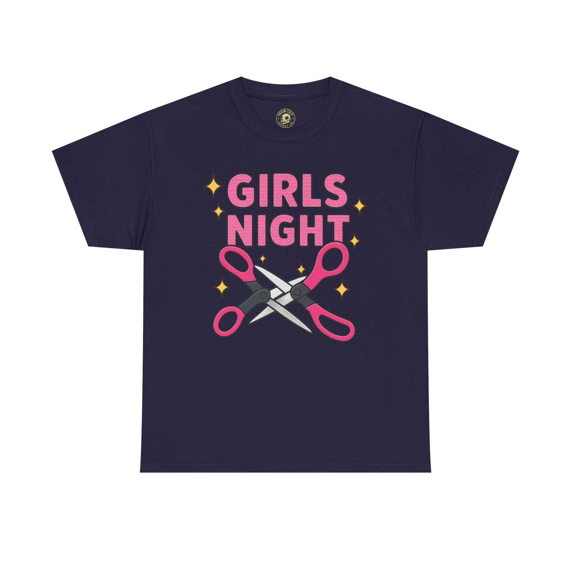 Funny Girls Night Shirt – Lesbian Humor Tee – Pink Scissors Graphic on Gildan 5000