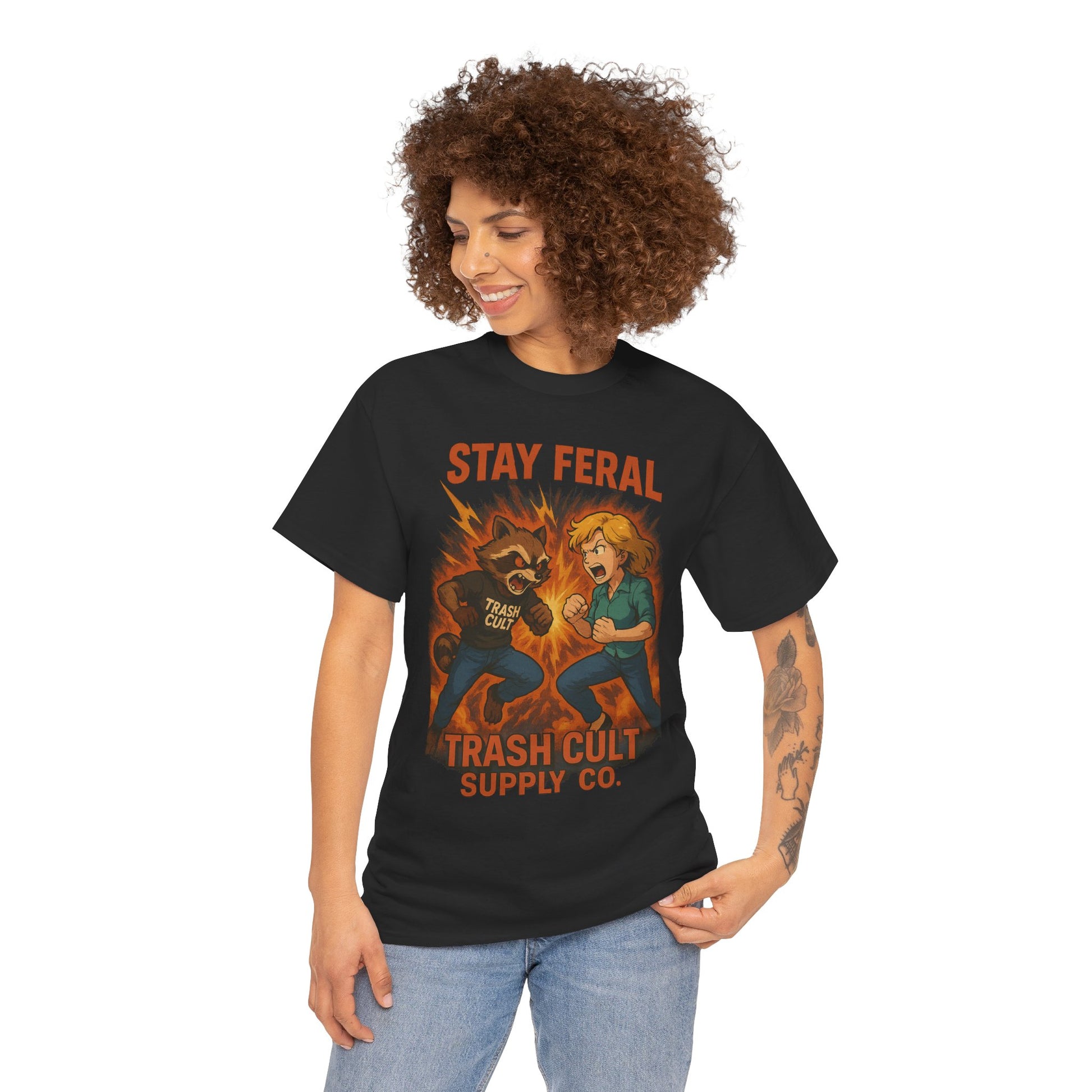 Stay Feral Anime Battle Shirt – Trash Cult Supply Co. | Gildan 5000 Unisex Tee