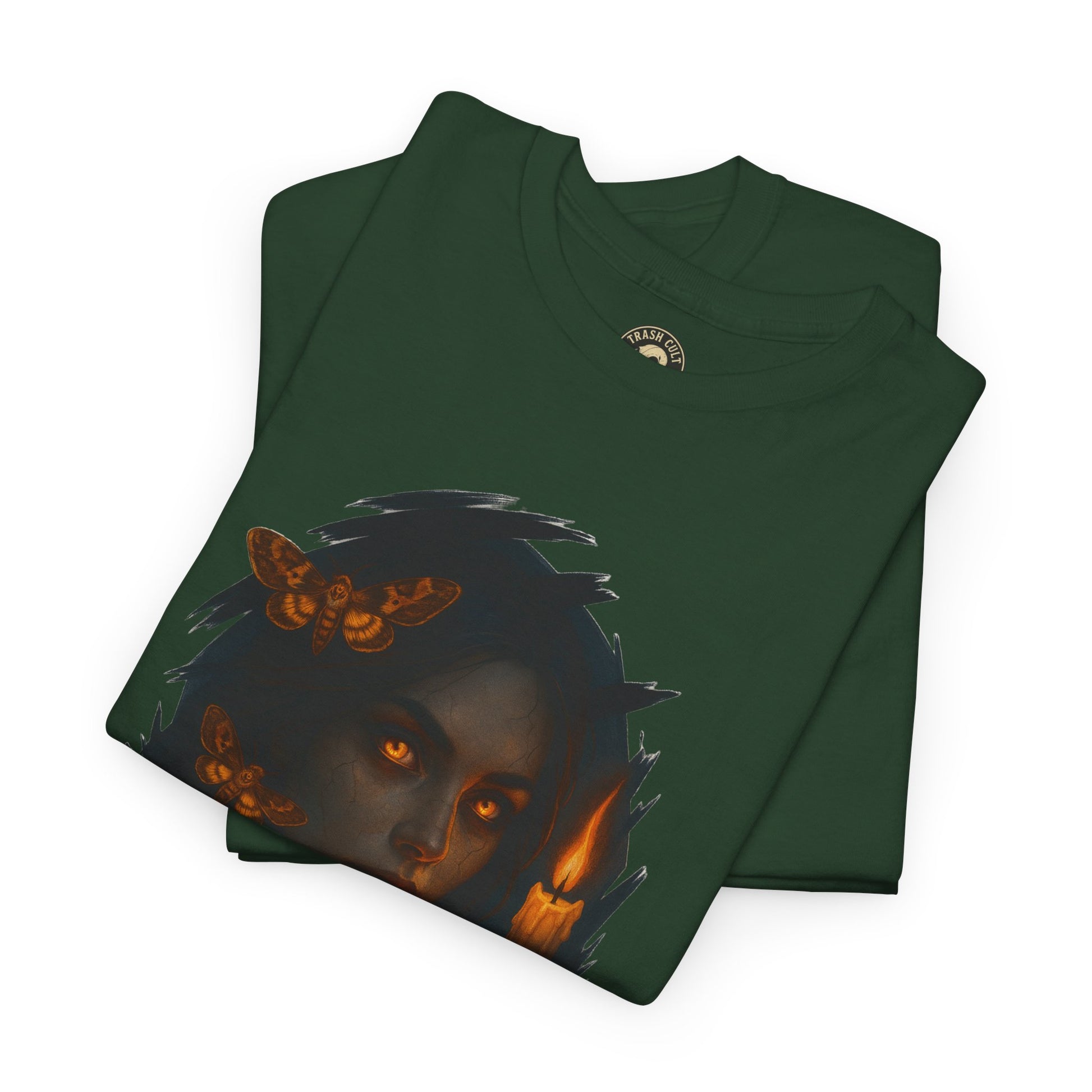 Mystical Night Unisex Heavy Cotton Tee, Witchy Shirt, Halloween Apparel, Fantasy Tee, Gift for Her, Art Graphic Tee