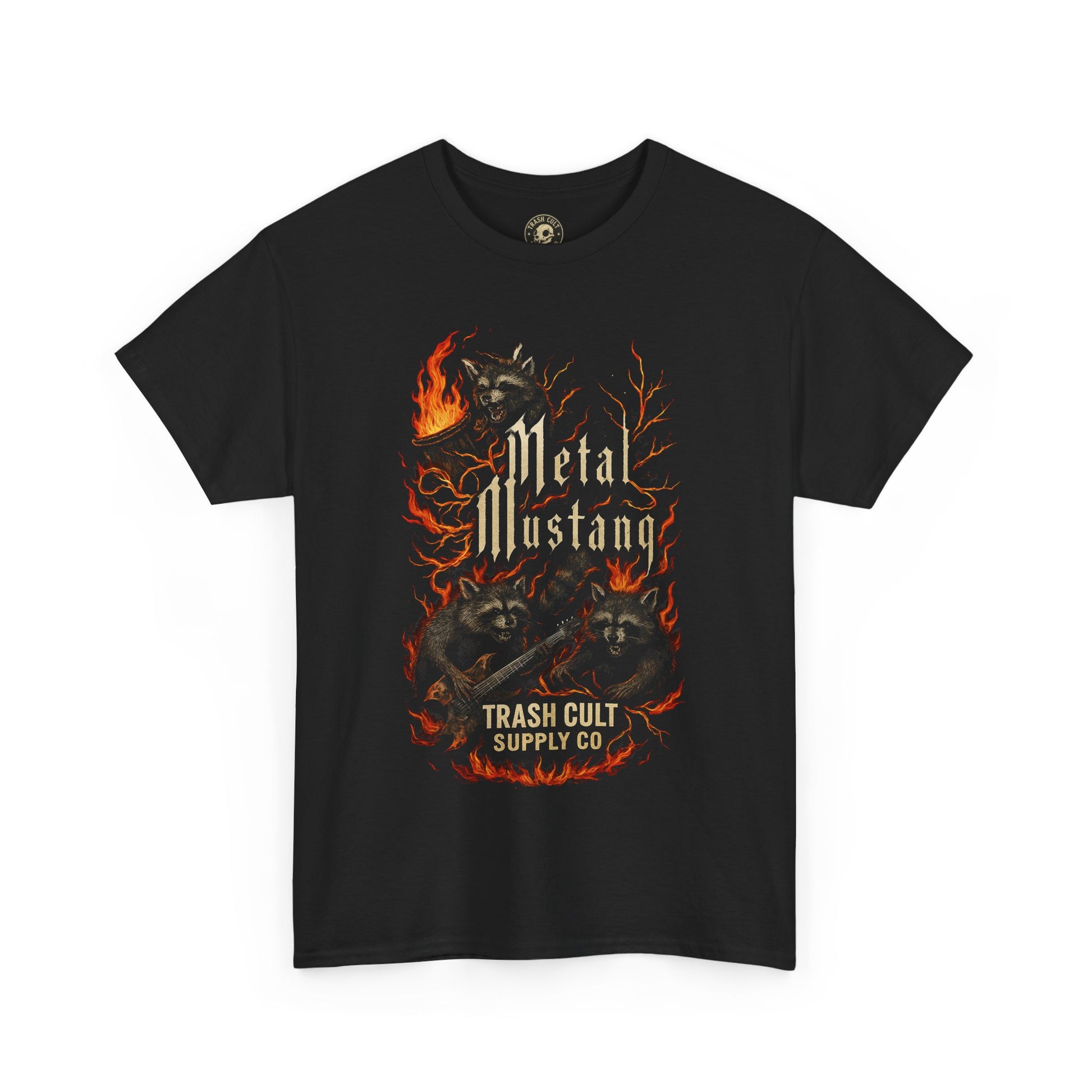 Trash Cult Supply Co X Metal Mustang Raccoon Chaos Band T-Shirt