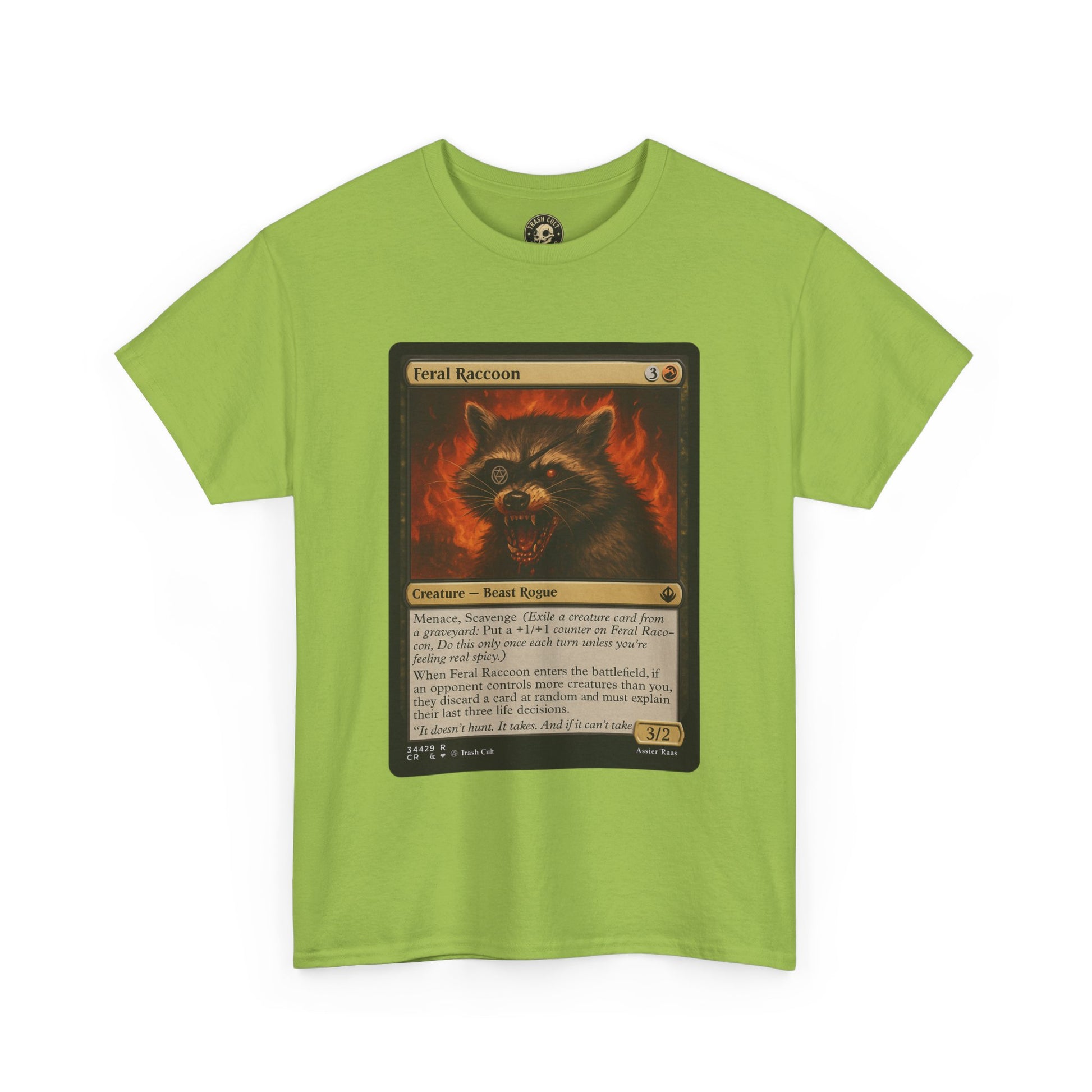Feral Raccoon Magic Card Shirt – MTG-Inspired Beast Rogue Tee, Trash Cult Creature Card, Gildan 5000 Unisex T-Shirt