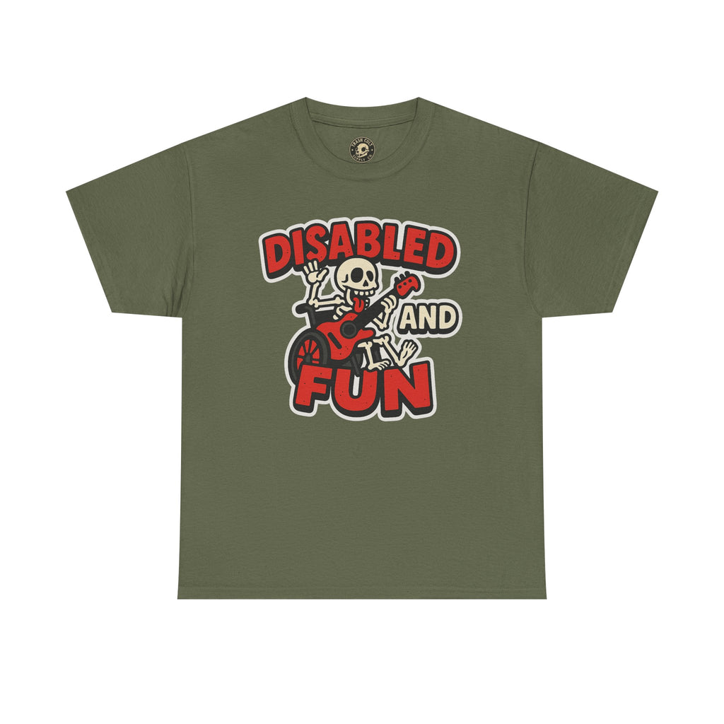 Disabled and Fun Unisex Heavy Cotton Tee, Casual Shirt, Gift for Friends, Music Lovers Gift, Fun T-Shirt, Halloween Wear, Everyday Comfort