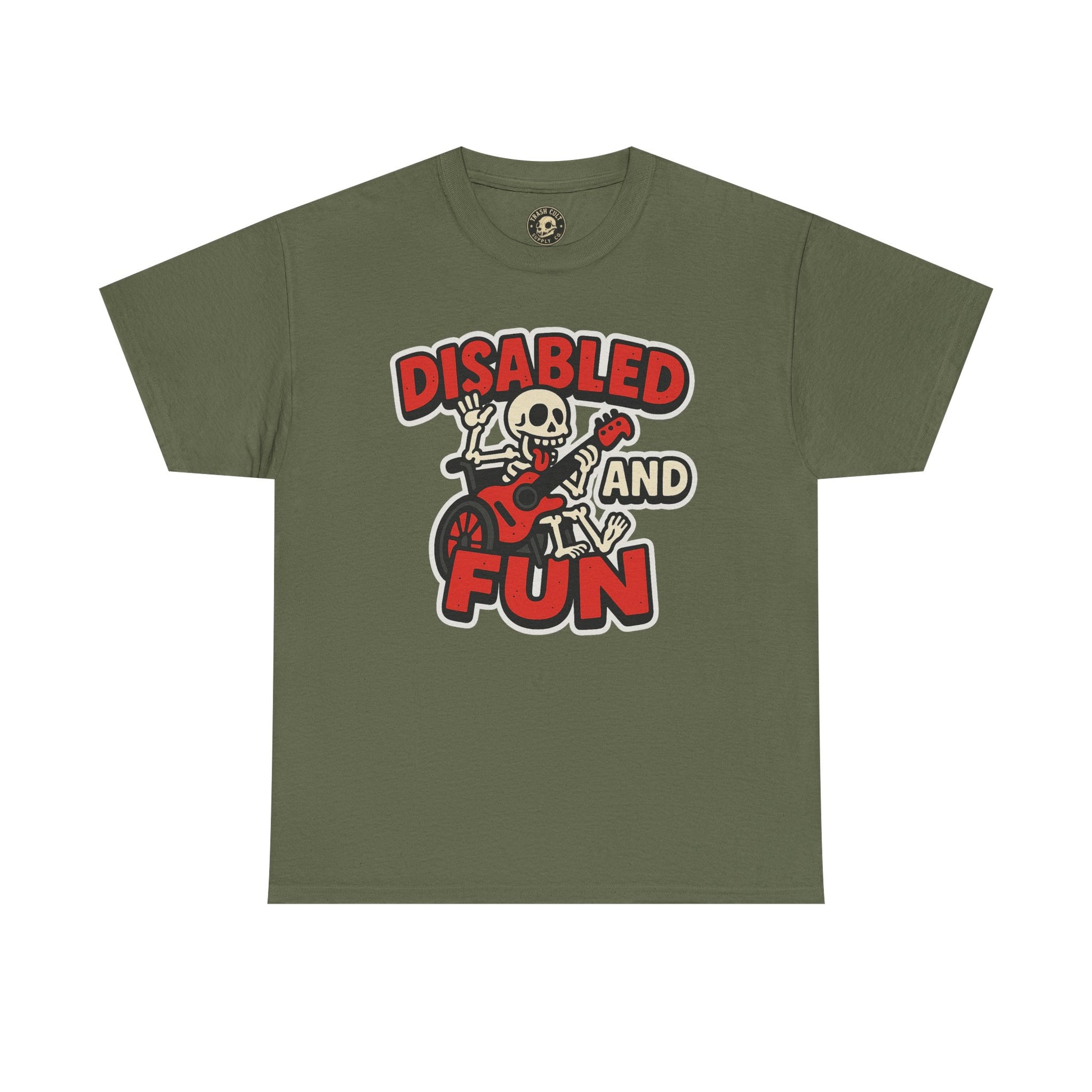 Disabled and Fun Unisex Heavy Cotton Tee, Casual Shirt, Gift for Friends, Music Lovers Gift, Fun T-Shirt, Halloween Wear, Everyday Comfort