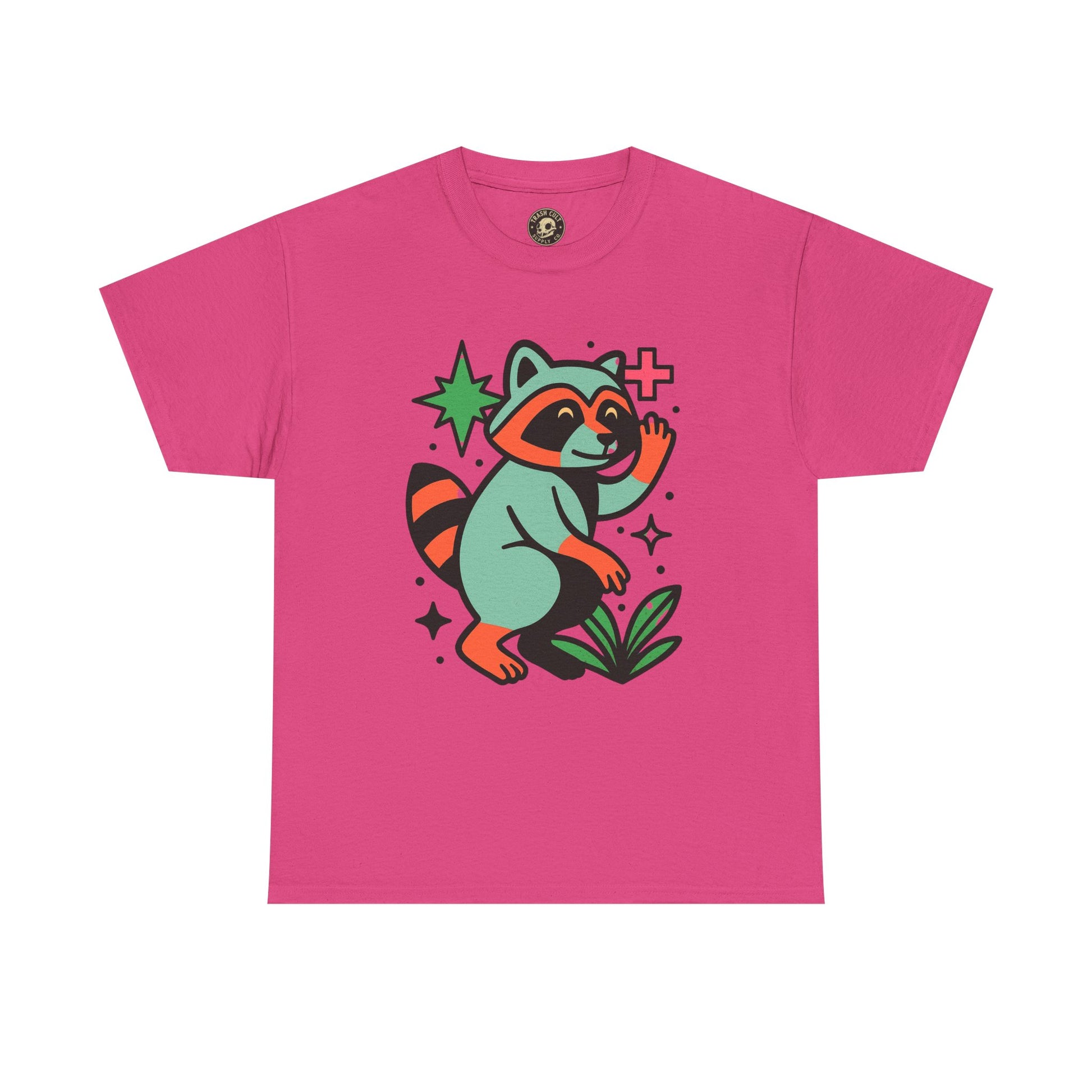 Playful Raccoon Unisex Heavy Cotton Tee | Cute Animal Shirt for Nature Lovers, Graphic Tee, Gift for Kids, Casual Wear, Eco-Friendly