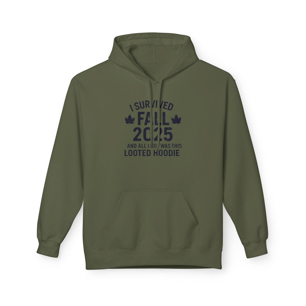 I Survived Fall 2025 Hoodie – Looted Hoodie Meme Sweatshirt – Fall of Humanity Collection – Trash Cult Supply Co.