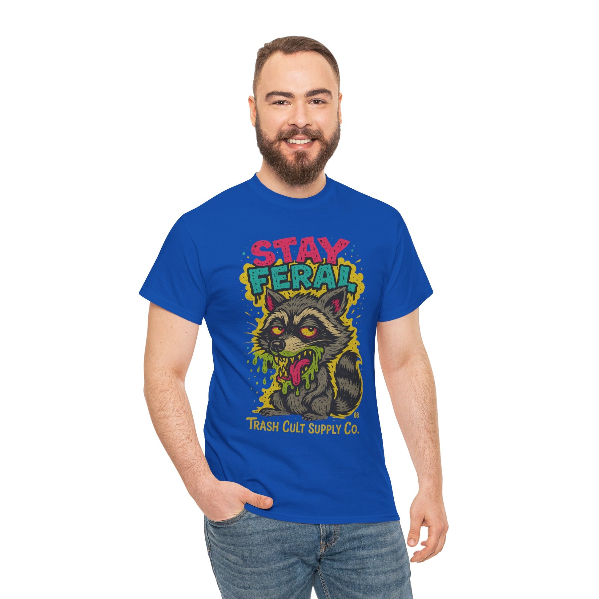 Stay Feral Raccoon Lowbrow Tee – Trash Cult Supply Co. | Gildan 5000