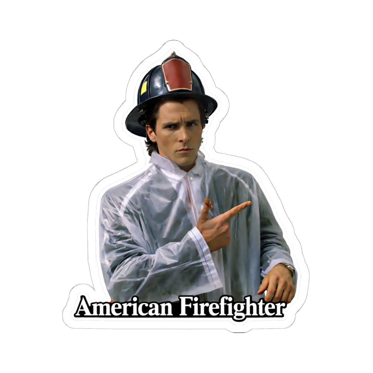 American Firefighter Kiss-Cut Sticker — Retro Fireman Laptop Decal