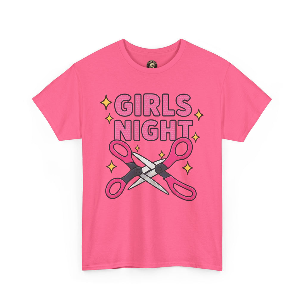 Funny Girls Night Shirt – Lesbian Humor Tee – Pink Scissors Graphic on Gildan 5000