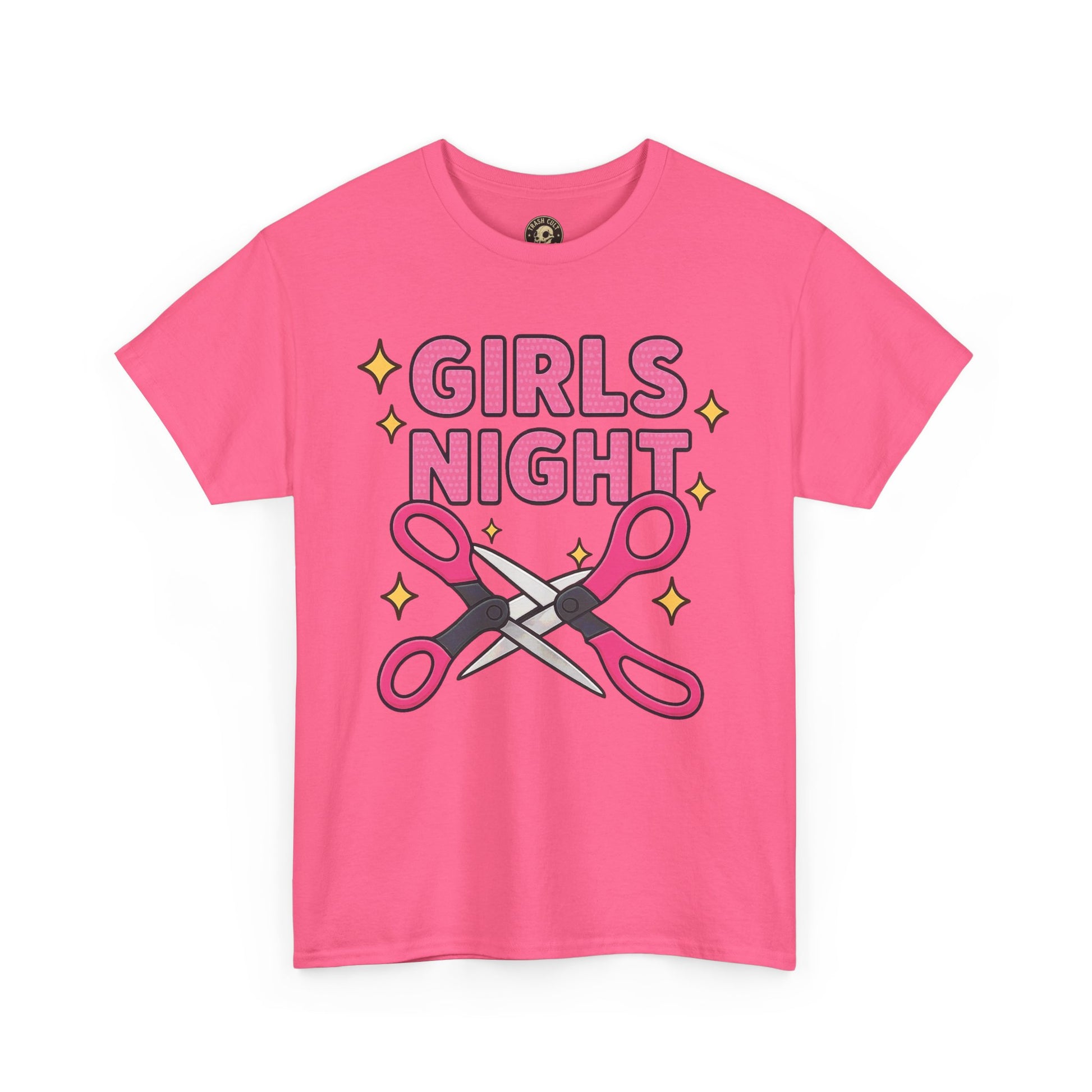 Funny Girls Night Shirt – Lesbian Humor Tee – Pink Scissors Graphic on Gildan 5000