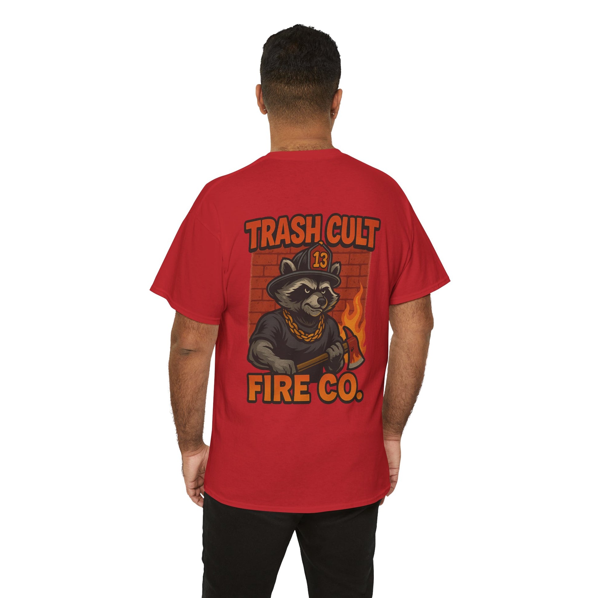 Trash Cult Fire Co. Unisex Tee - Quirky Raccoon Design, Fun Gift, Casual Wear, Firefighter Humor, Unique Apparel
