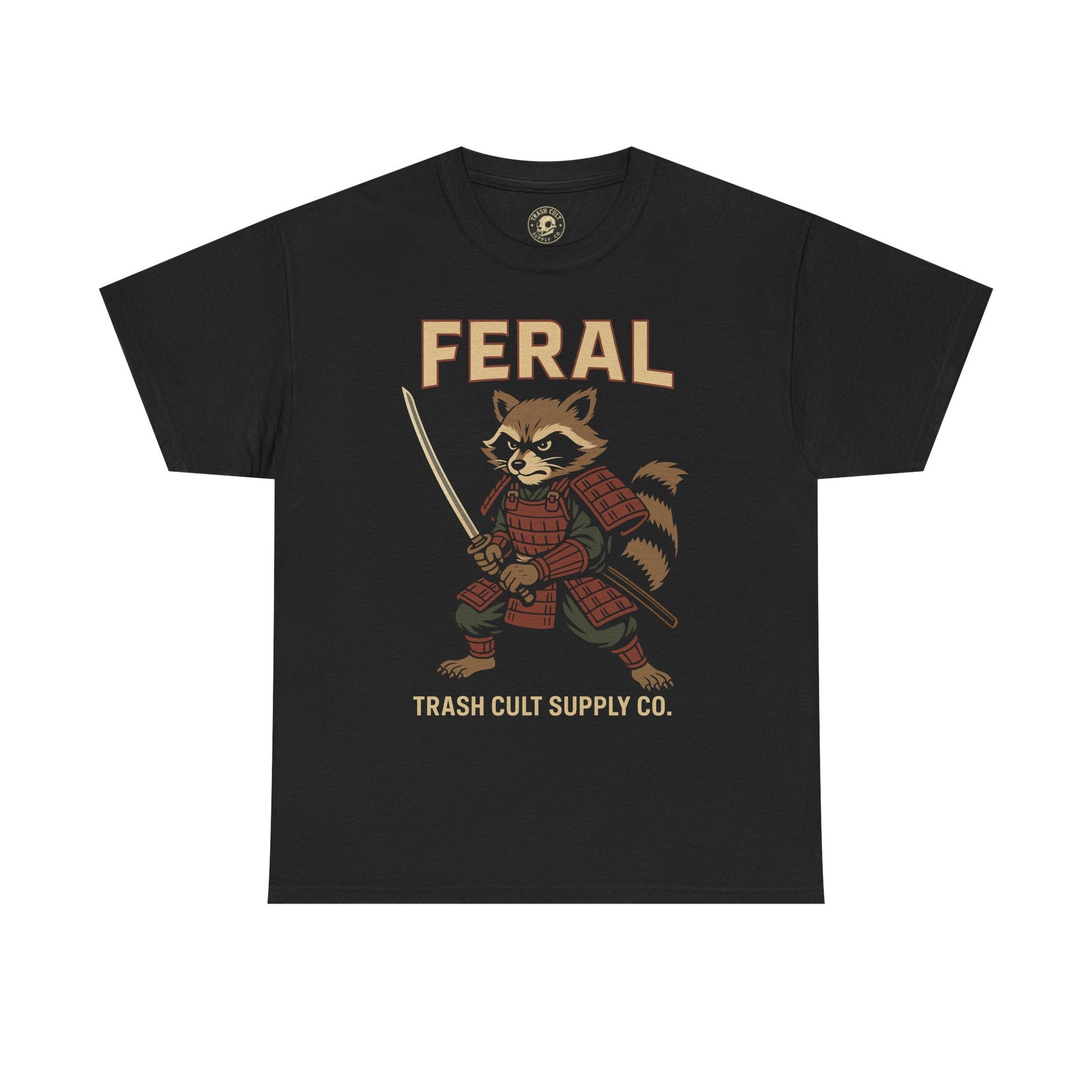 Feral Raccoon Samurai Shirt – Trash Cult Supply Co. | Gildan 5000 Unisex Tee