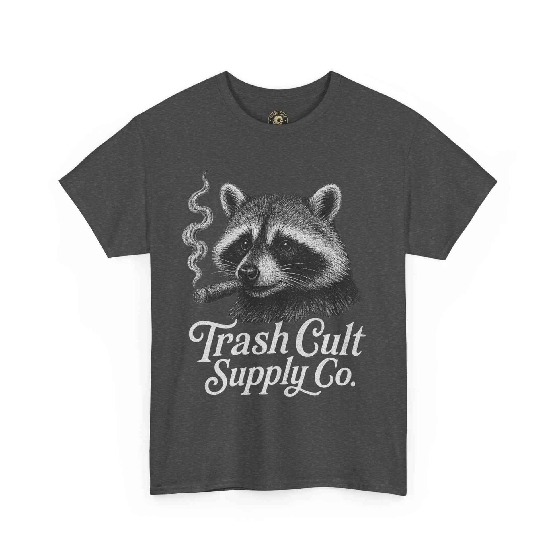 Monochrome Raccoon Cigar Shirt – Trash Cult Supply Co. | Gildan 5000 Tee