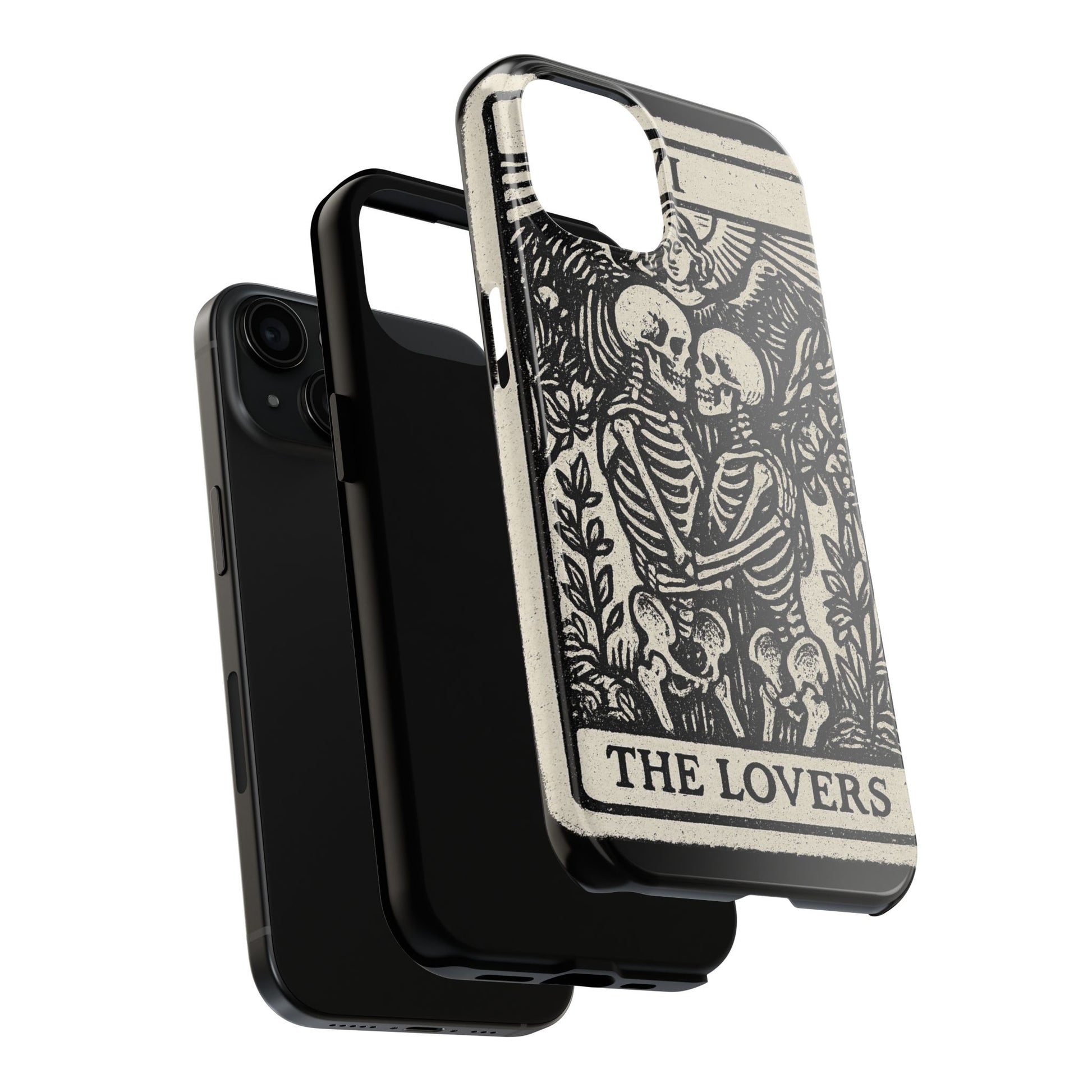 Tough Phone Case with Skeleton Lovers Design, Gothic Phone Cover, Unique Couples Gift, Halloween Accessory, Edgy Tech Design