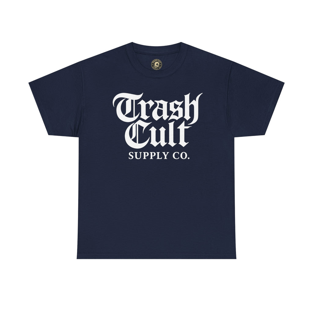Trash Cult Gothic Logo Shirt – White Cyber Gothic Print on Gildan 5000