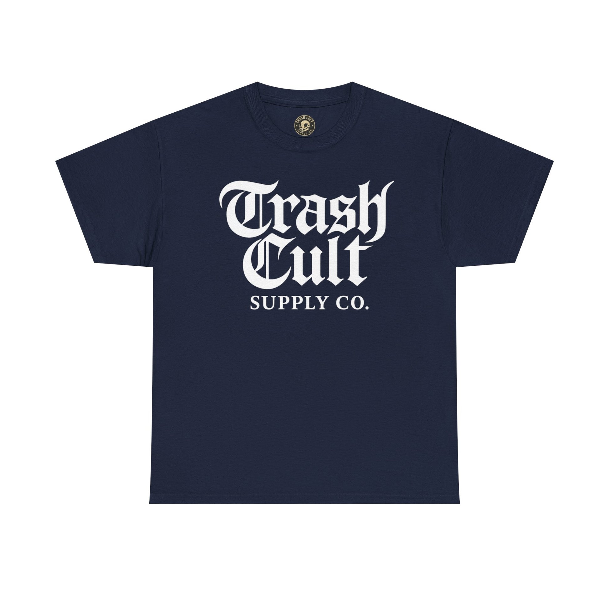 Trash Cult Gothic Logo Shirt – White Cyber Gothic Print on Gildan 5000