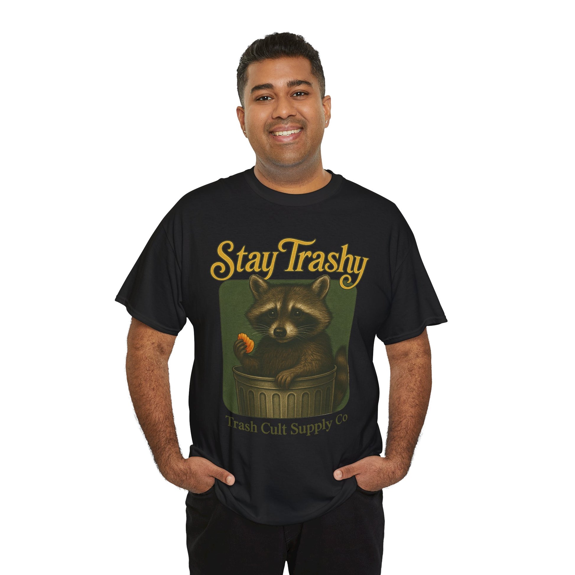 Stay Trashy Raccoon T-Shirt – Vintage-Style Cute Trash Panda | Trash Cult Supply Co | Gildan 5000