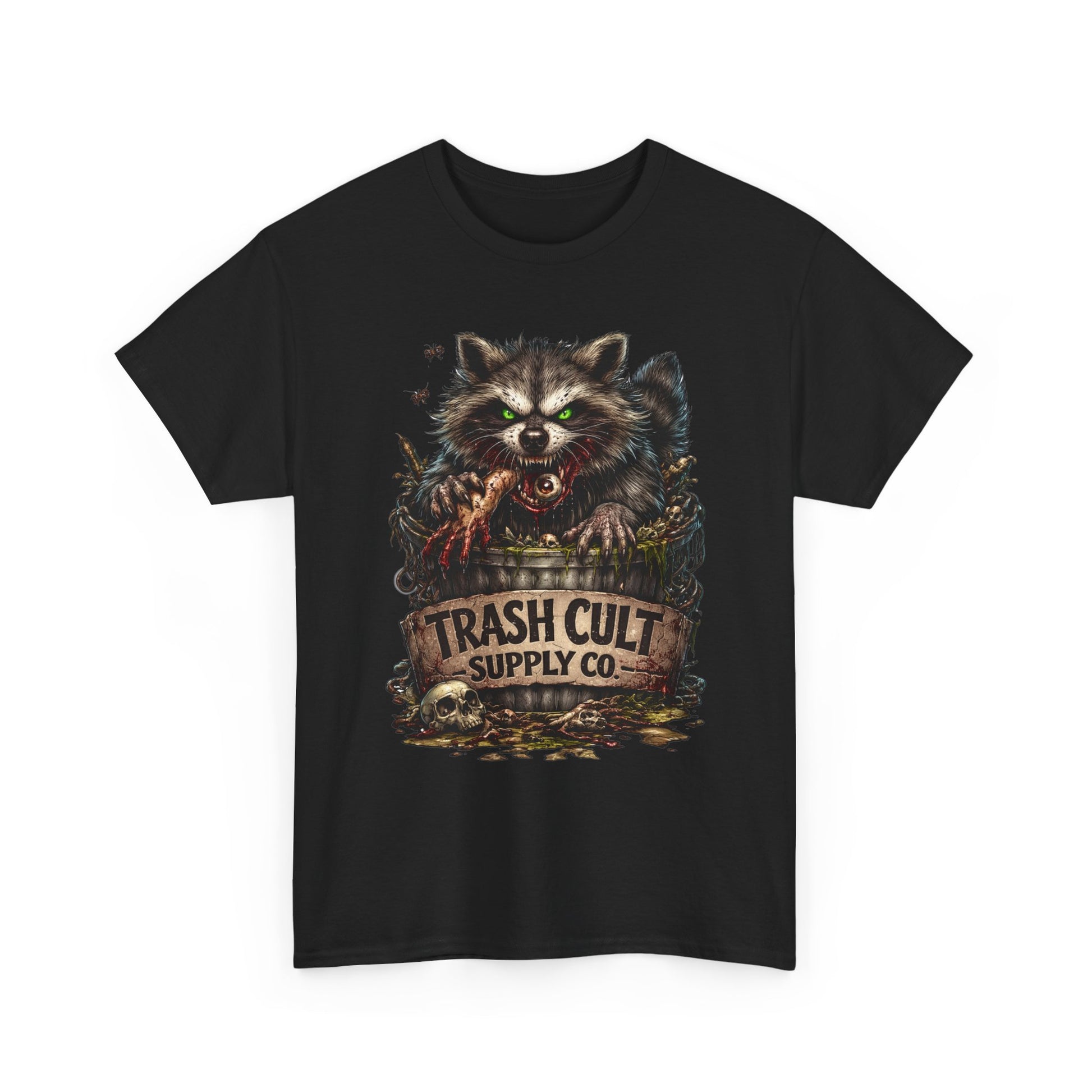 Raccoon 'Trash Cult Supply Co.' Graphic Tee — Vintage Grunge Animal Streetwear
