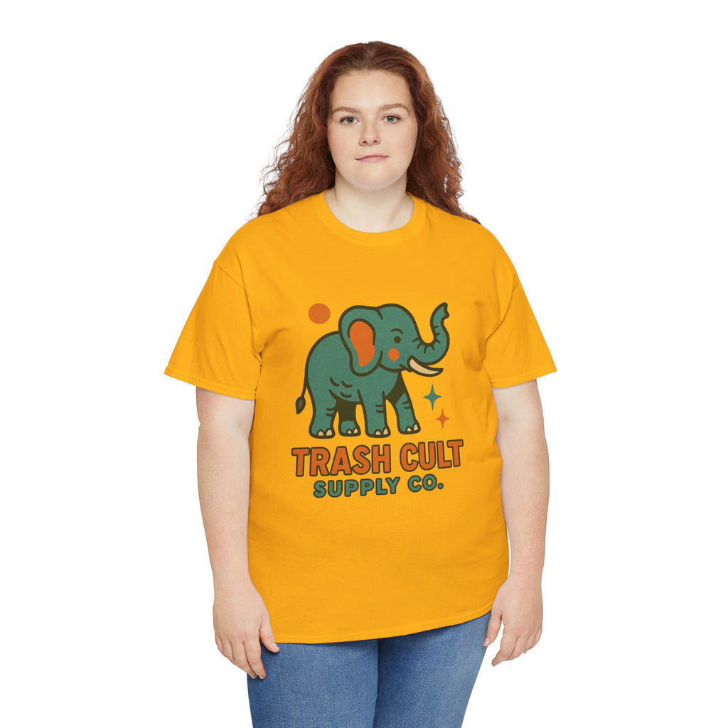 Trash Cult Elephant Unisex Heavy Cotton Tee, Eco-Friendly Shirt, Cool Casual Tee, Gift for Animal Lovers, Vintage Style T-Shirt