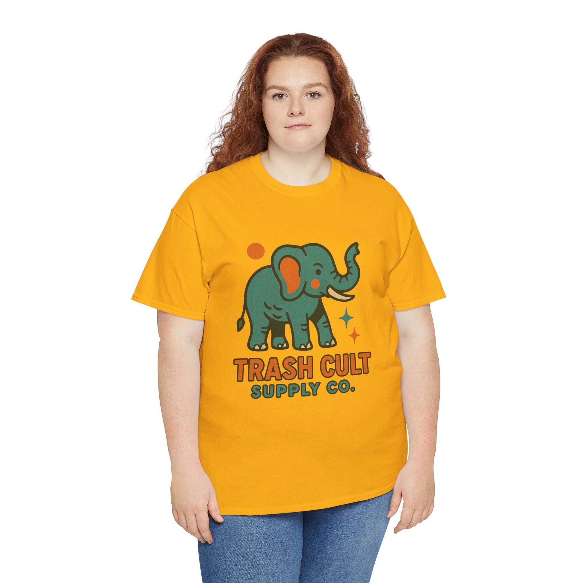 Trash Cult Elephant Unisex Heavy Cotton Tee, Eco-Friendly Shirt, Cool Casual Tee, Gift for Animal Lovers, Vintage Style T-Shirt