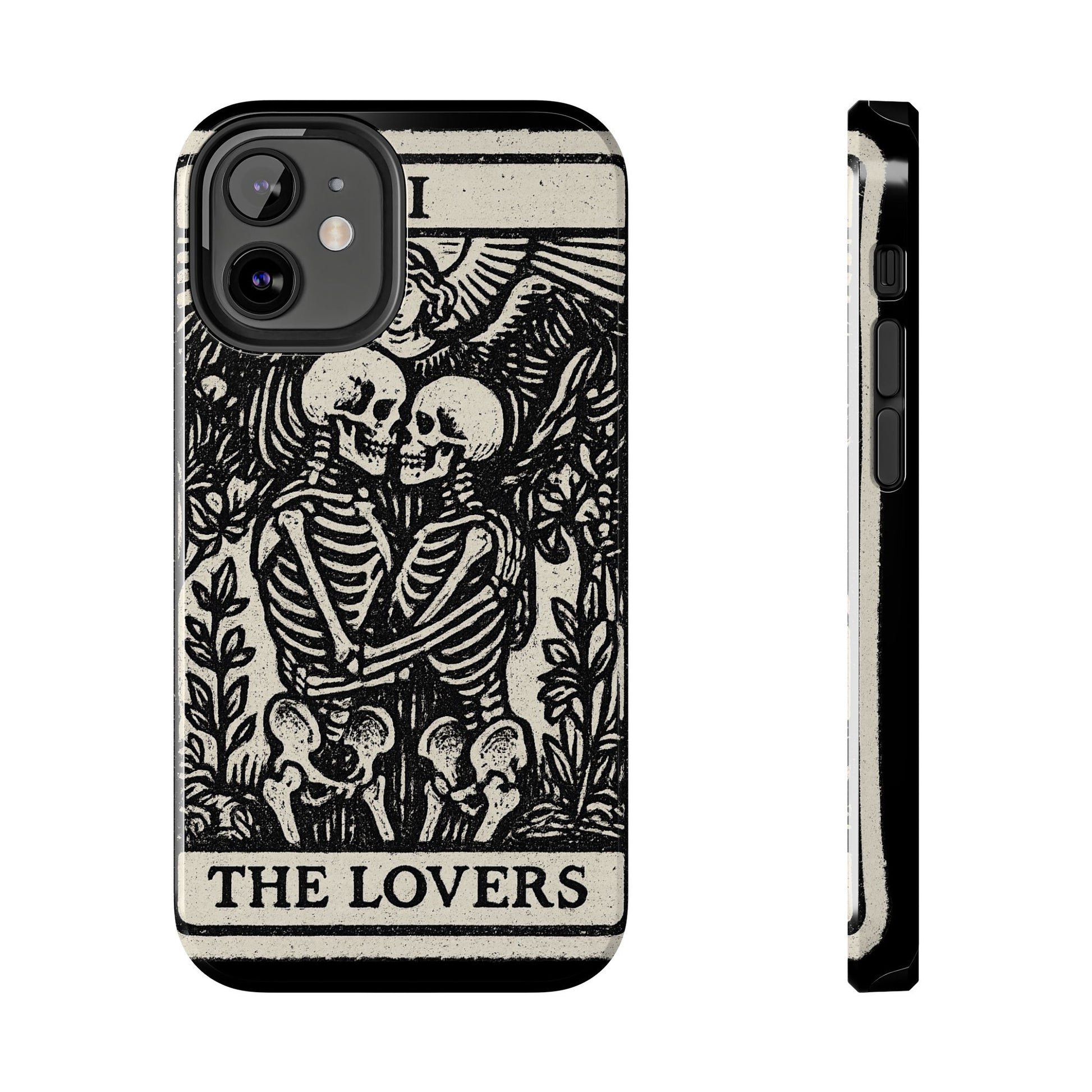 Tough Phone Case with Skeleton Lovers Design, Gothic Phone Cover, Unique Couples Gift, Halloween Accessory, Edgy Tech Design