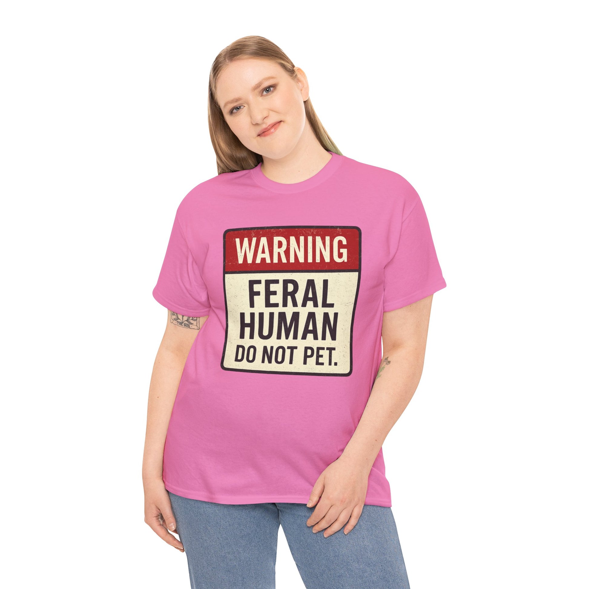 Warning Feral Human Tee: Unisex Humorous Cotton Shirt, Gift for Animal Lovers, Funny Tee, Unique Statement Apparel, Casual Wear, [...]