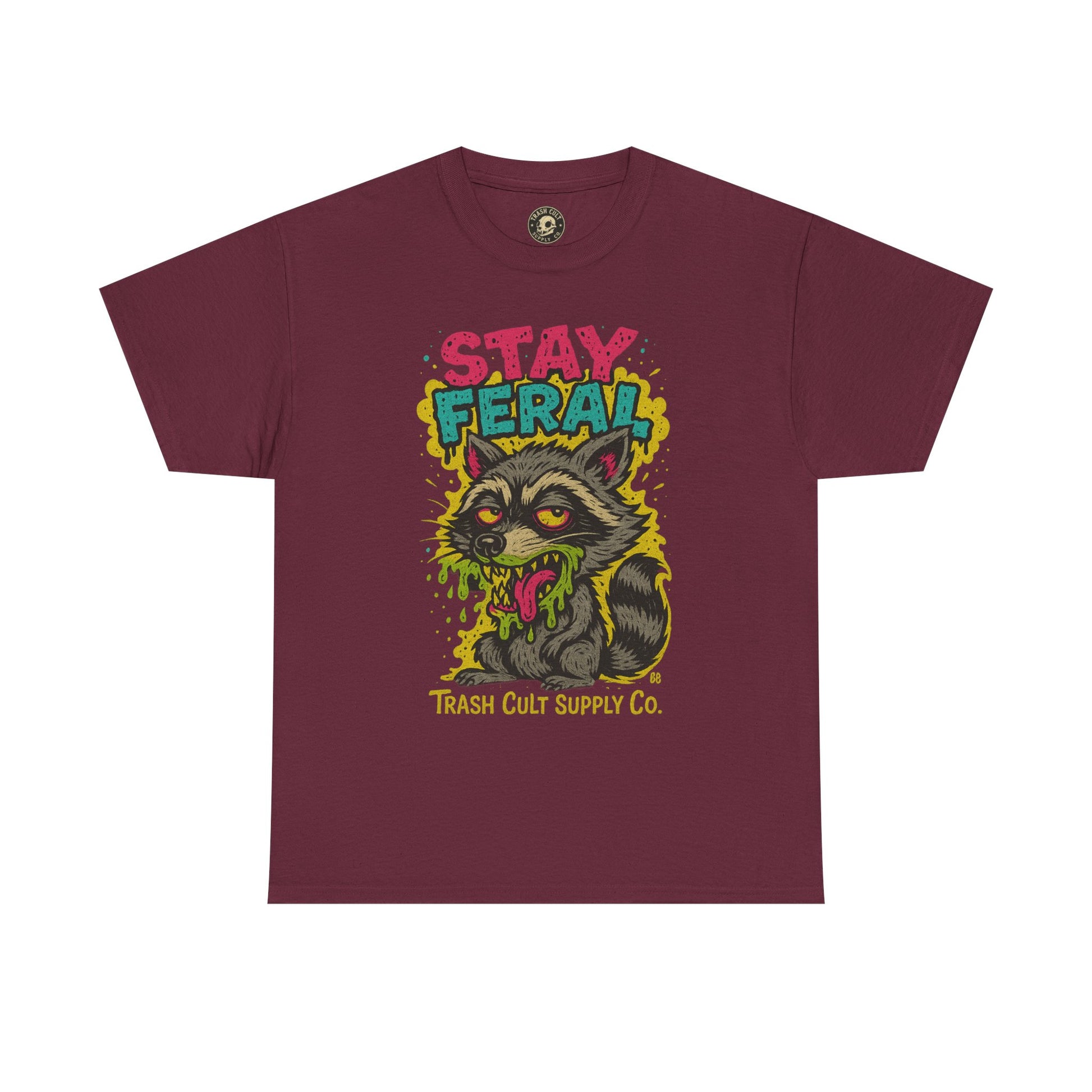 Stay Feral Raccoon Lowbrow Tee – Trash Cult Supply Co. | Gildan 5000