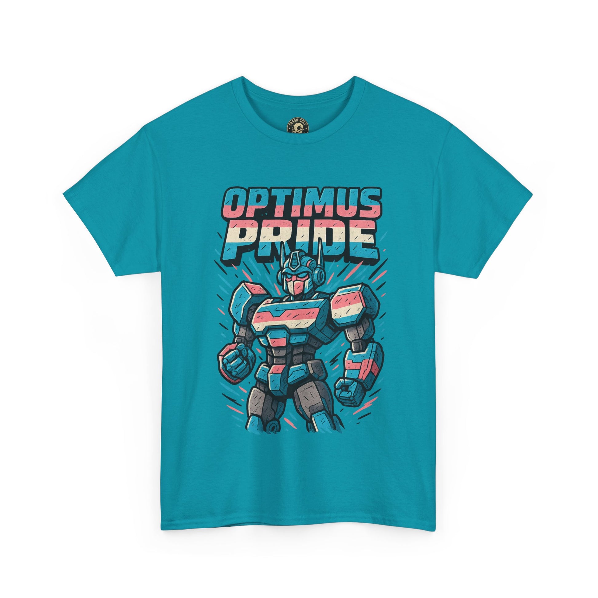 Optimus Pride T-Shirt – Funny Trans Mech LGBTQ+ Graphic Tee | Unisex Heavy Cotton Nerd Pride Shirt