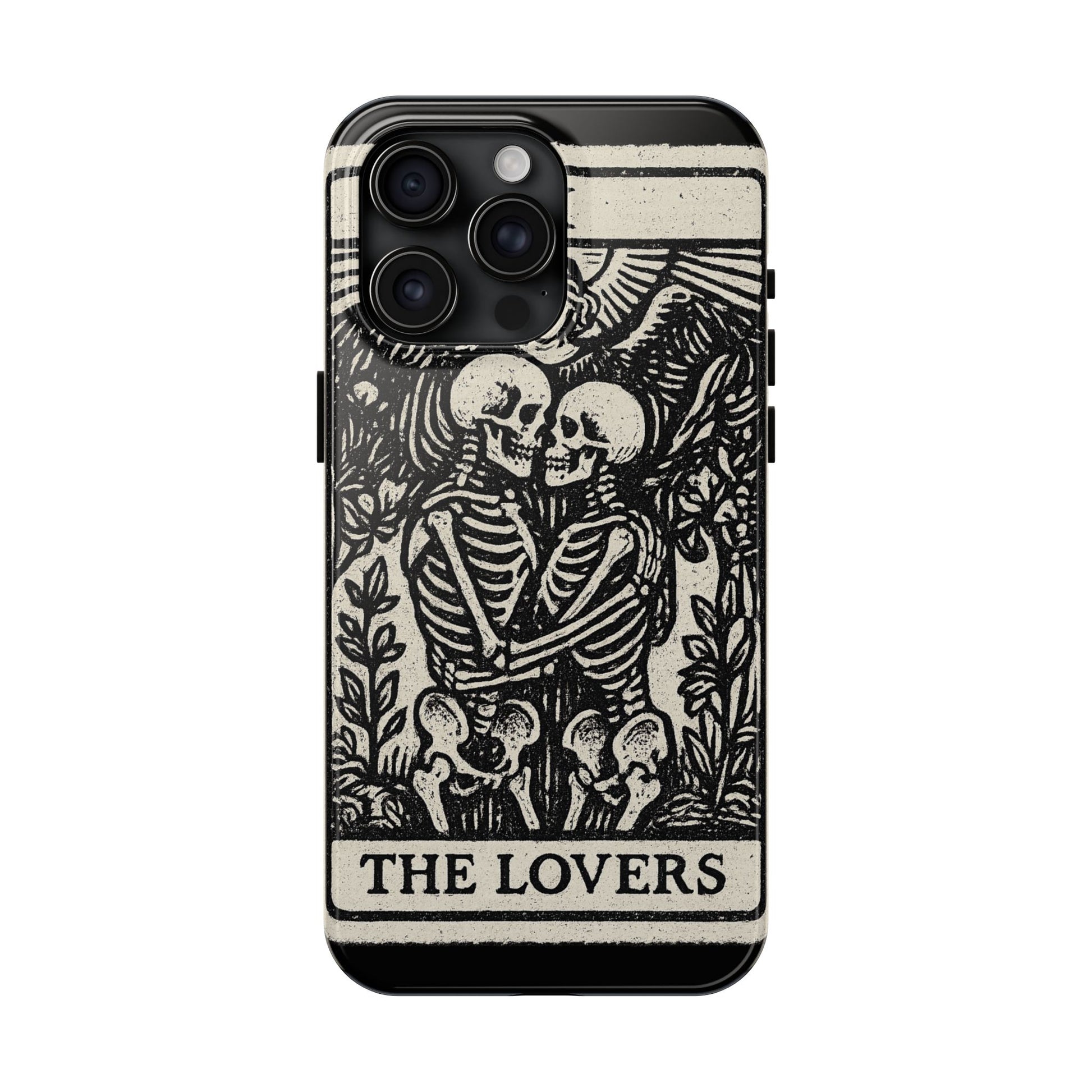 Tough Phone Case with Skeleton Lovers Design, Gothic Phone Cover, Unique Couples Gift, Halloween Accessory, Edgy Tech Design