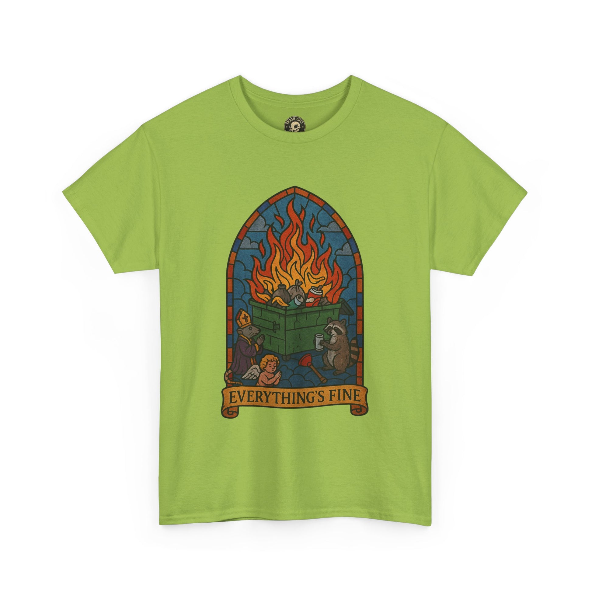 "Everything's Fine" Unisex Heavy Cotton Tee - Casual Wear, Gift for Friends, Home Decor, Everyday Style, Relaxed Fit
