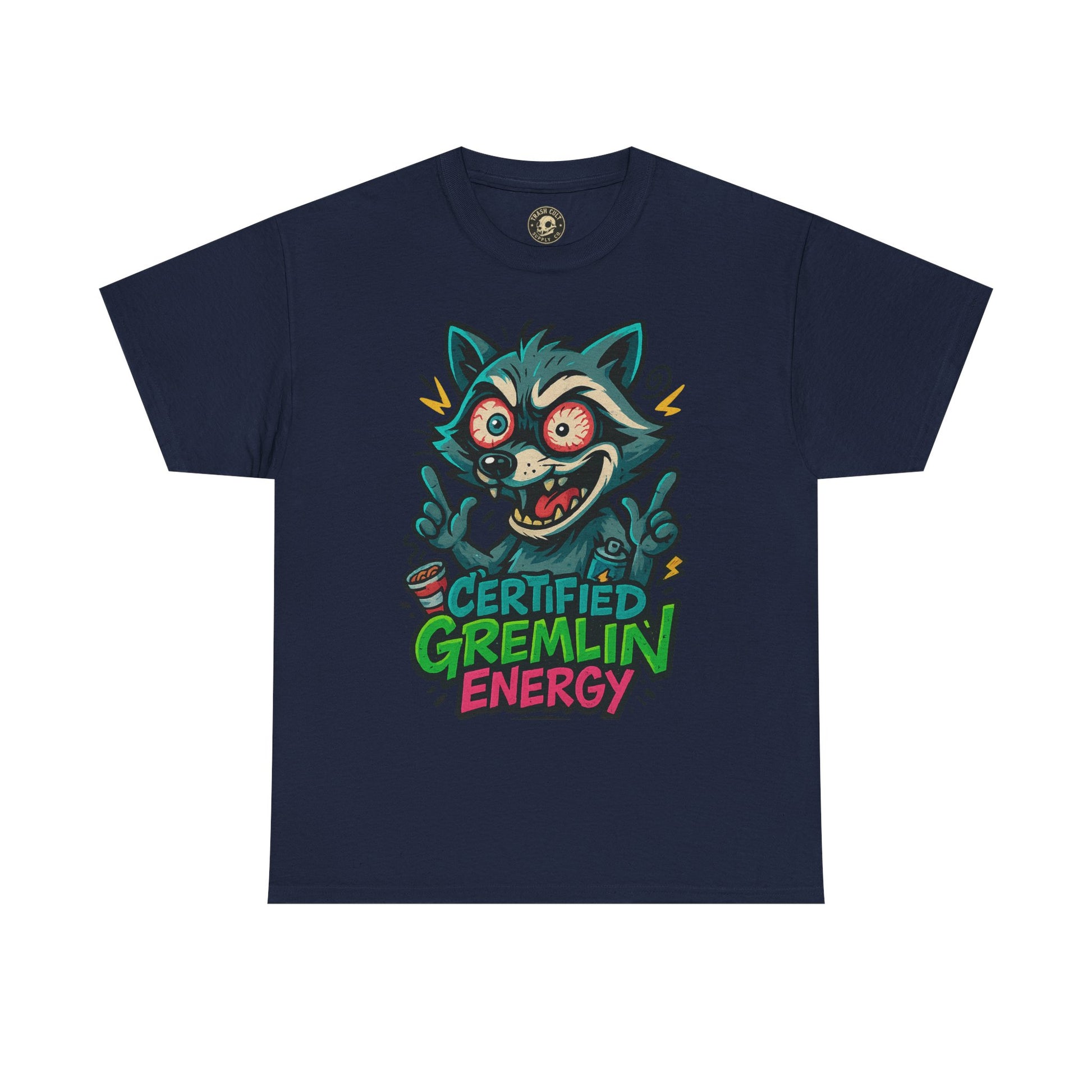 Certified Gremlin Energy Tee – ADHD Raccoon Shirt, Funny Unisex T-Shirt, Graffiti Style Gift for Goblins & Night Owls