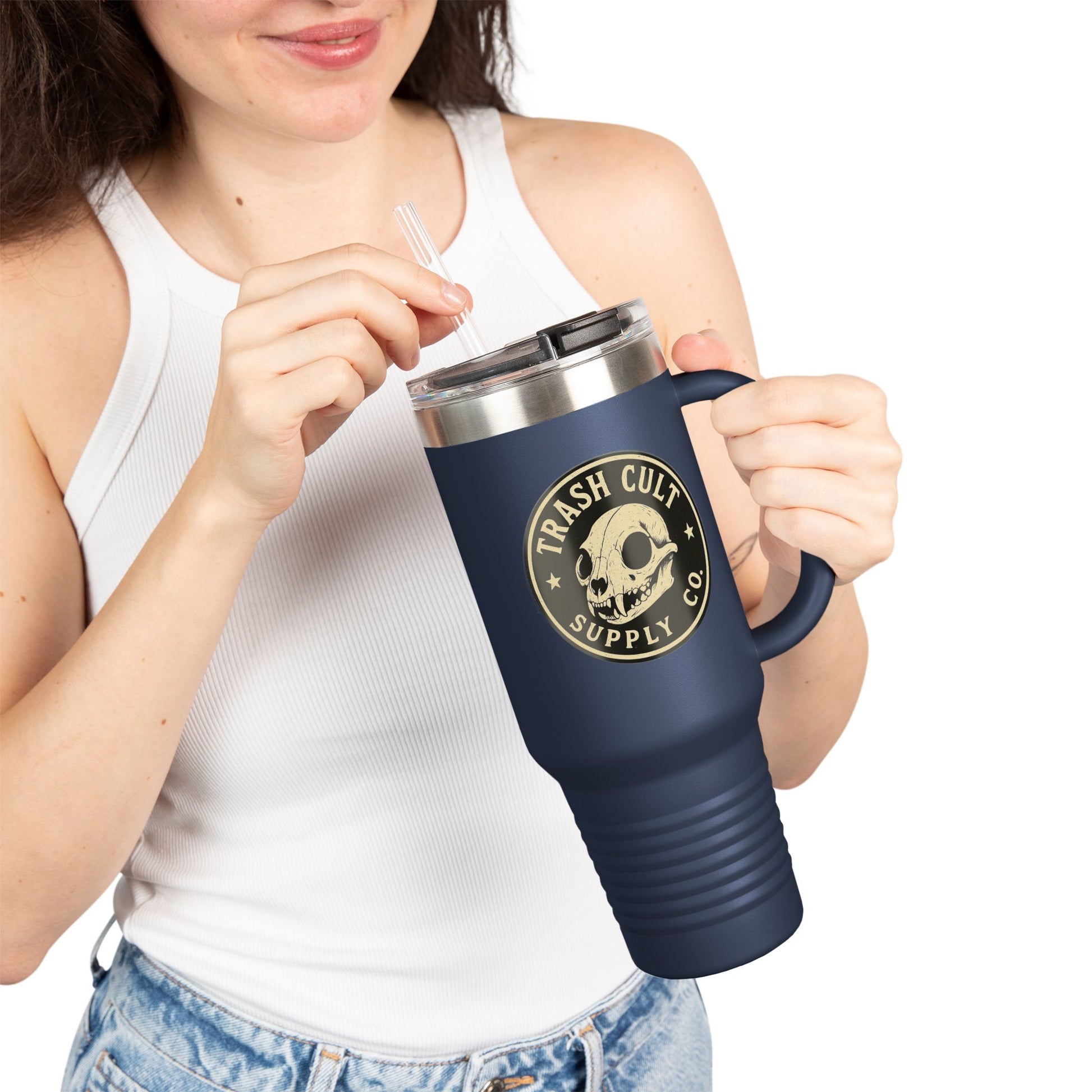 40oz Insulated Travel Mug with Handle – Leak-Proof Stainless Steel Tumbler for Hot & Cold Drinks | Trash Cult / FERAL Edition