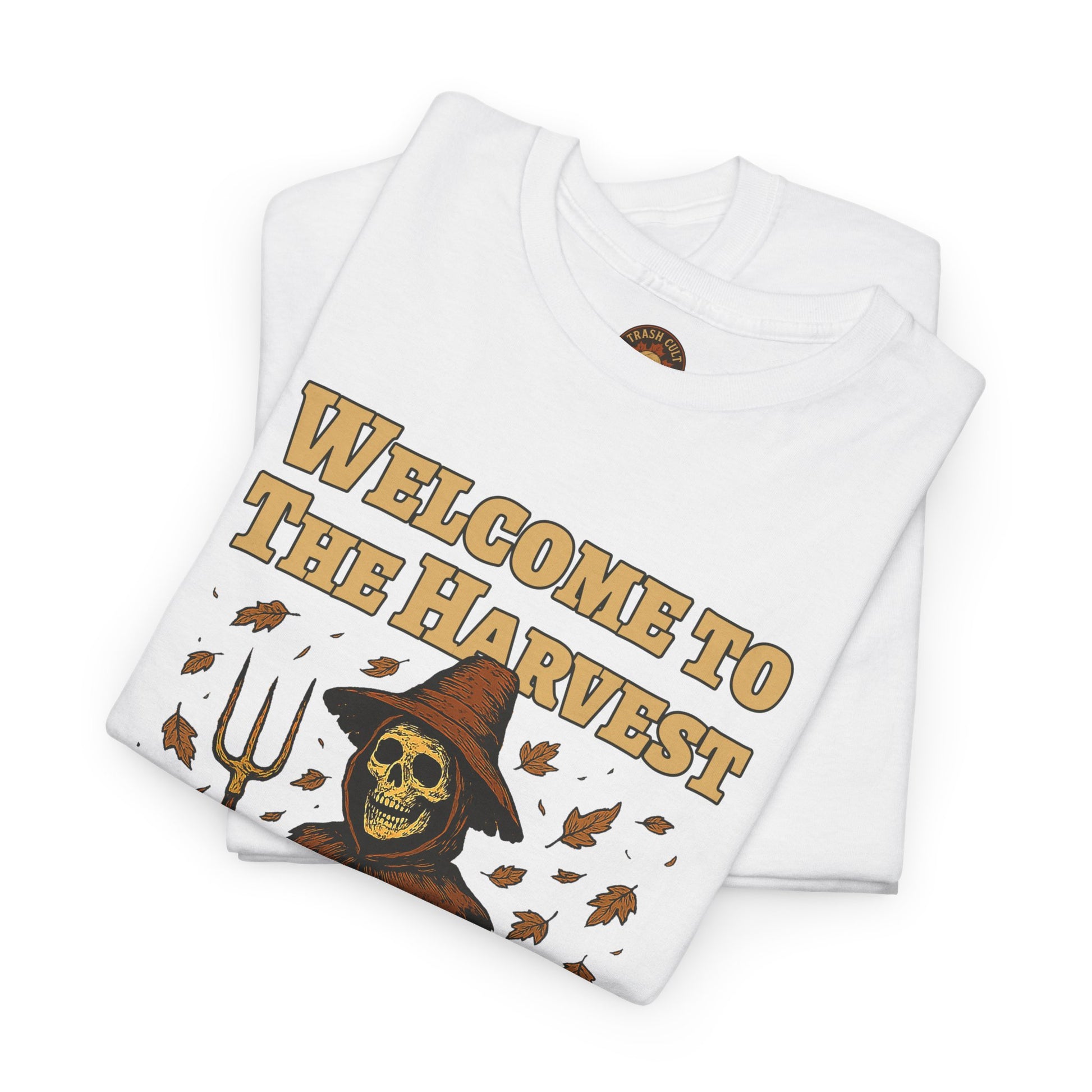 Eat the Rich Shirt – Welcome to the Harvest Skeleton Scarecrow Tee – Fall of Humanity Collection – Trash Cult Supply Co.