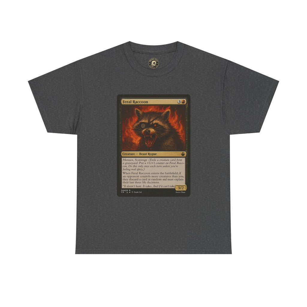 Feral Raccoon Magic Card Shirt – MTG-Inspired Beast Rogue Tee, Trash Cult Creature Card, Gildan 5000 Unisex T-Shirt