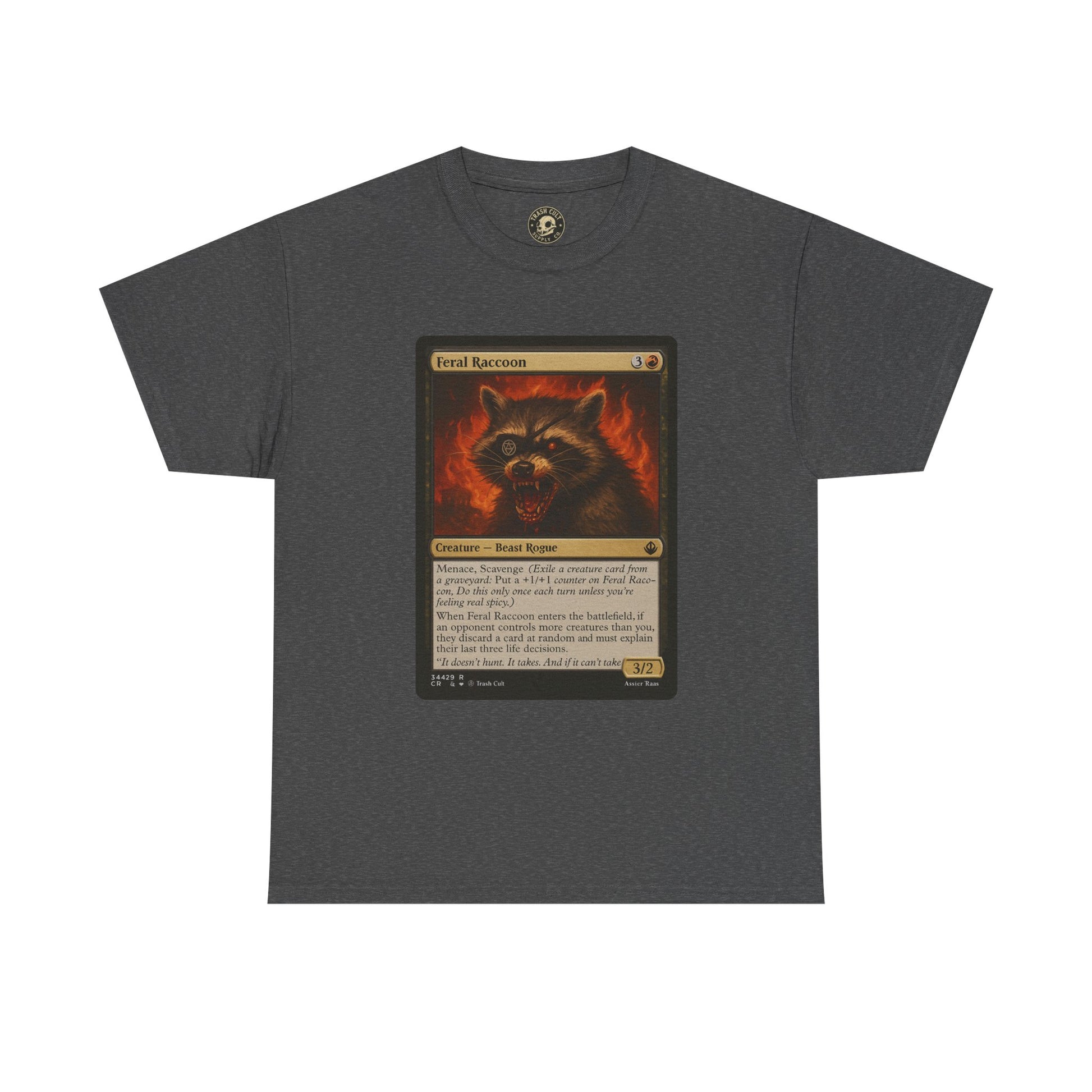 Feral Raccoon Magic Card Shirt – MTG-Inspired Beast Rogue Tee, Trash Cult Creature Card, Gildan 5000 Unisex T-Shirt