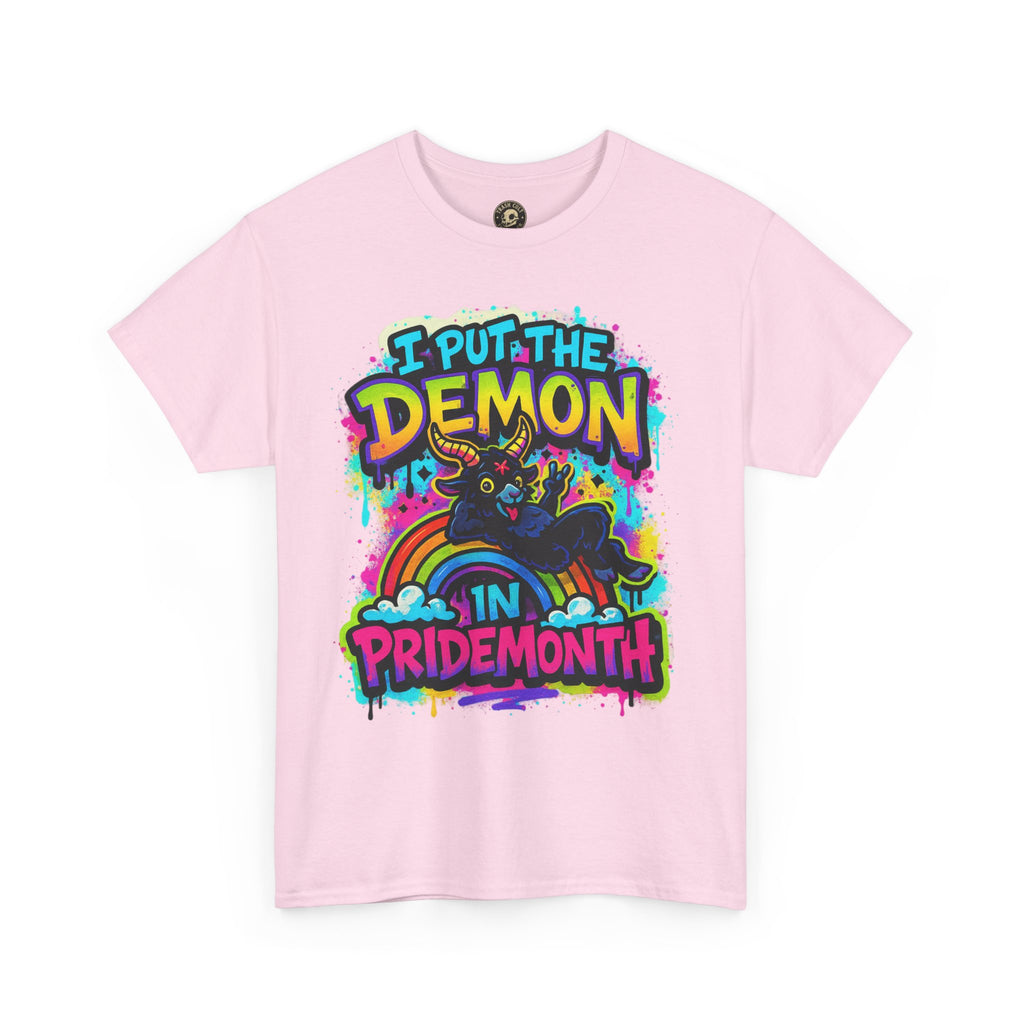 Pride Month Unisex Tee - I Put the Demon in Pride Month, LGBTQ+ Apparel, Rainbow Shirt, Festival Wear, Gift for Allies & Activists