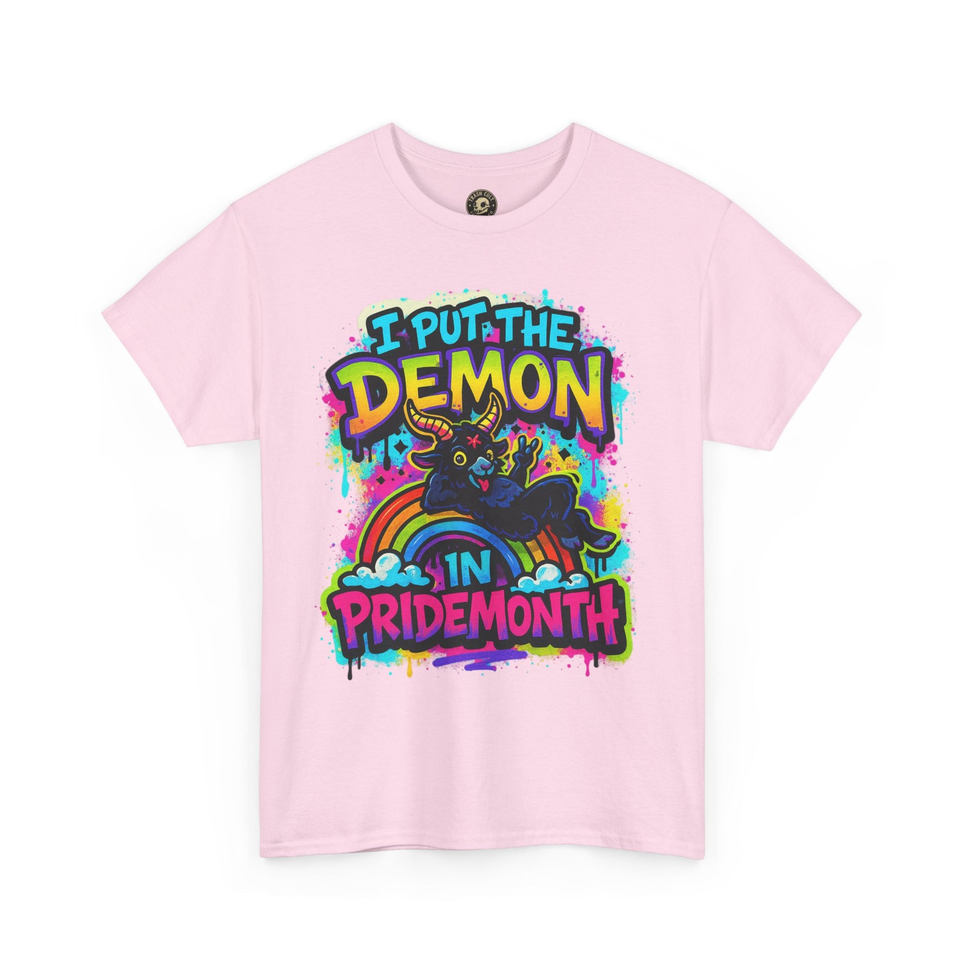Pride Month Unisex Tee - I Put the Demon in Pride Month, LGBTQ+ Apparel, Rainbow Shirt, Festival Wear, Gift for Allies & Activists