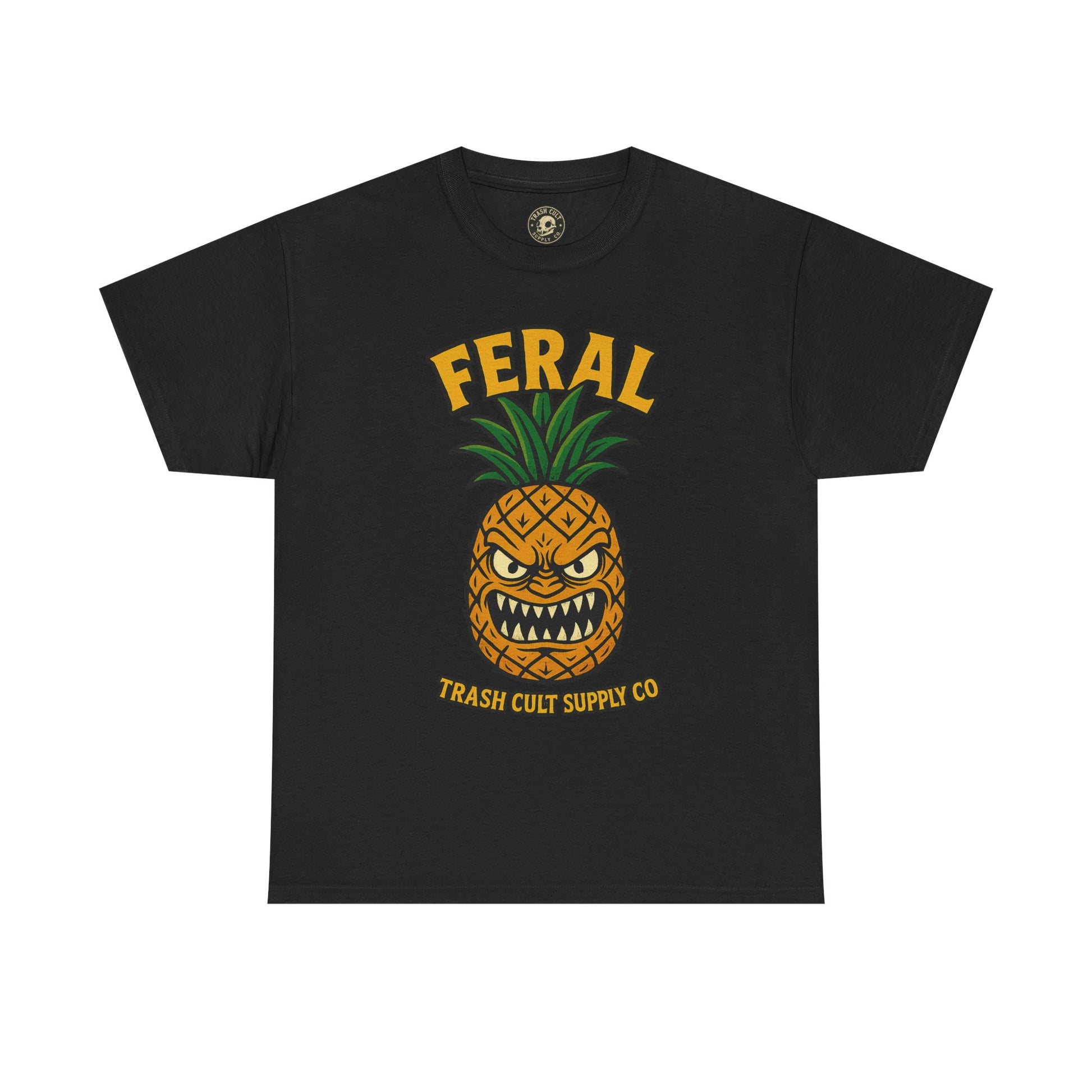 Feral Evil Pineapple Shirt – Aggressive Fruit Trashcore Tee – Gildan 5000 Unisex