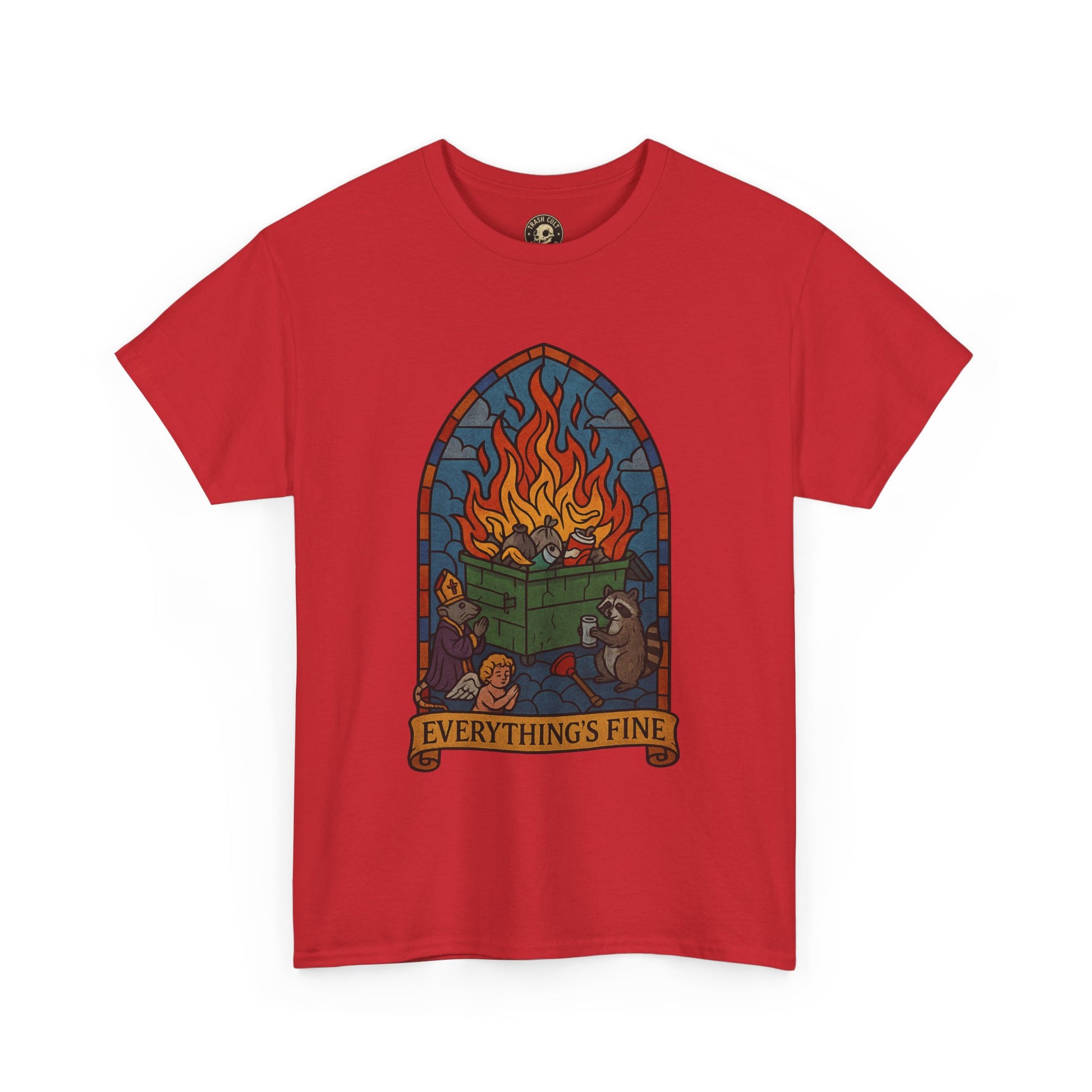 "Everything's Fine" Unisex Heavy Cotton Tee - Casual Wear, Gift for Friends, Home Decor, Everyday Style, Relaxed Fit