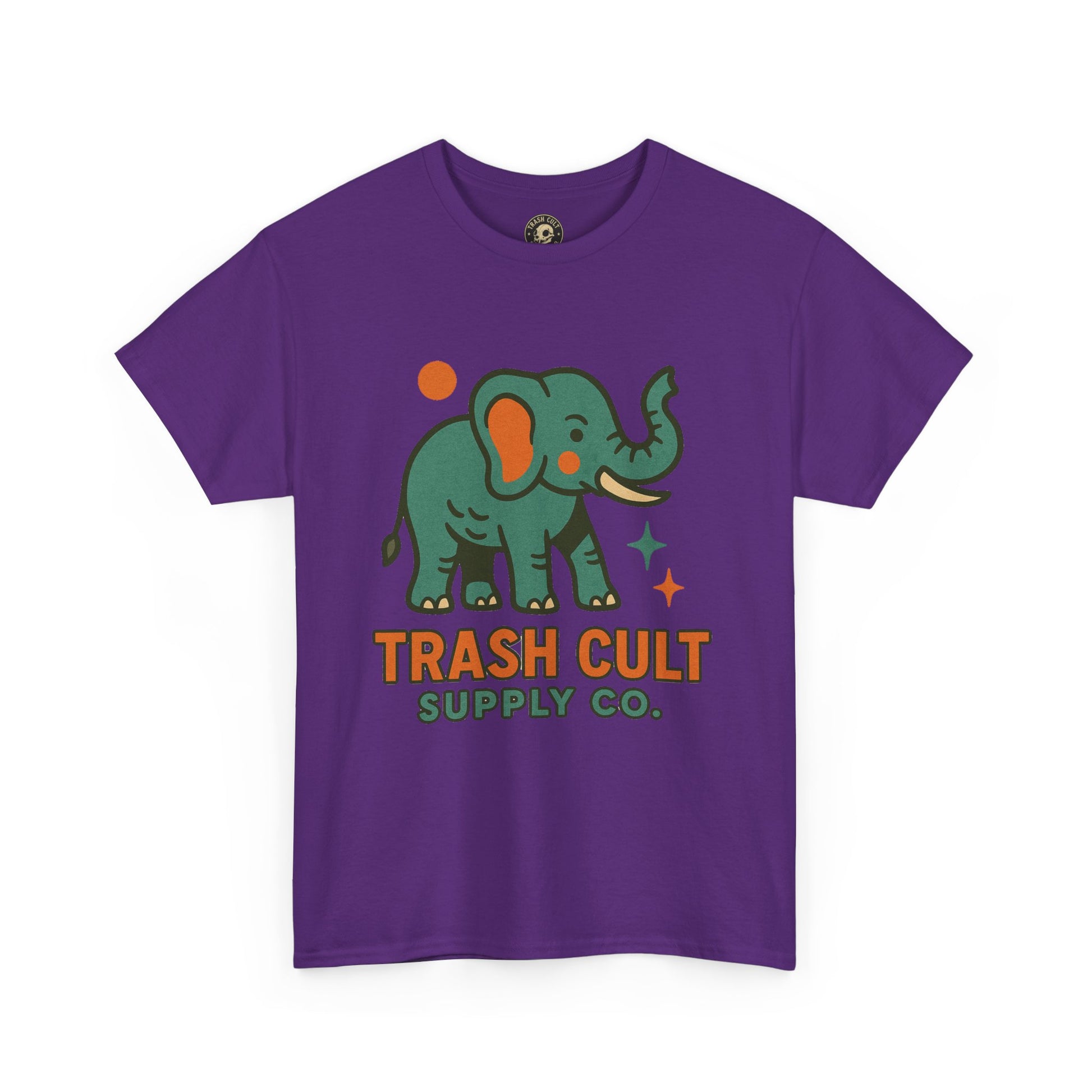 Trash Cult Elephant Unisex Heavy Cotton Tee, Eco-Friendly Shirt, Cool Casual Tee, Gift for Animal Lovers, Vintage Style T-Shirt