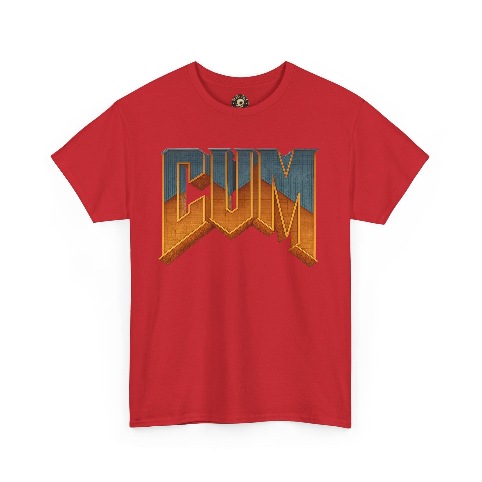 CUM Parody Metal Logo Shirt – Doom-Inspired Retro Gamer Tee on Gildan 5000