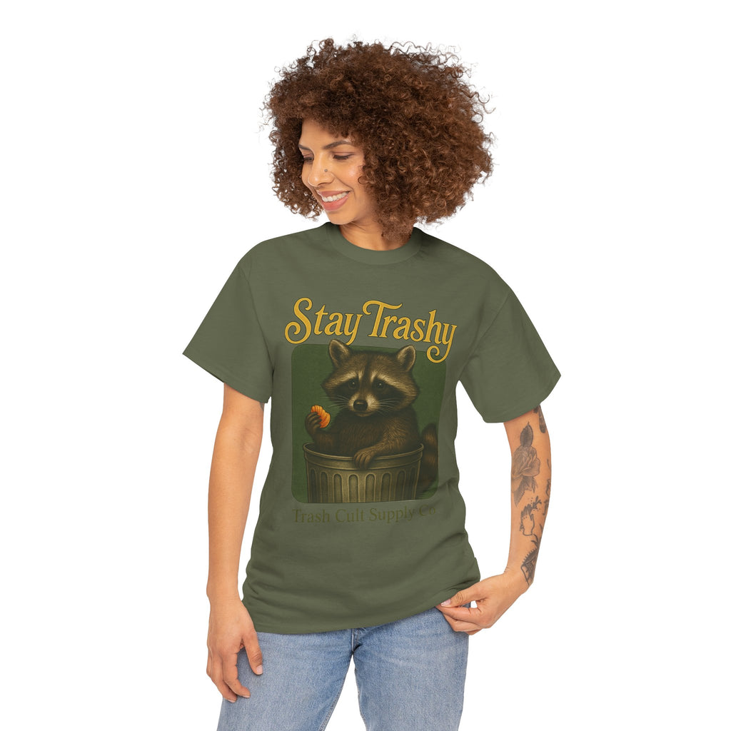 Stay Trashy Raccoon T-Shirt – Vintage-Style Cute Trash Panda | Trash Cult Supply Co | Gildan 5000