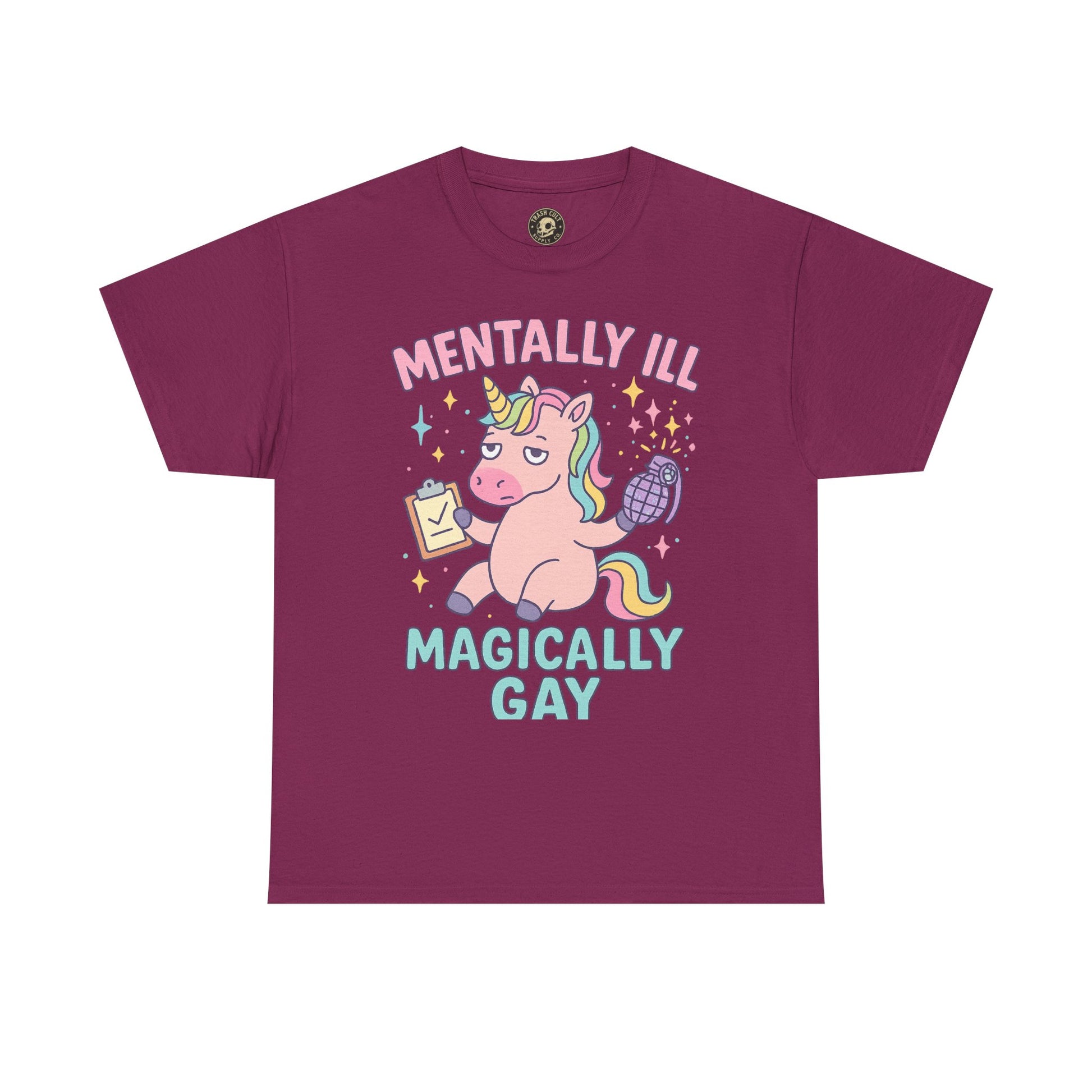 Mentally Ill, Magically Gay Unicorn Shirt – Funny Pastel Pride Tee