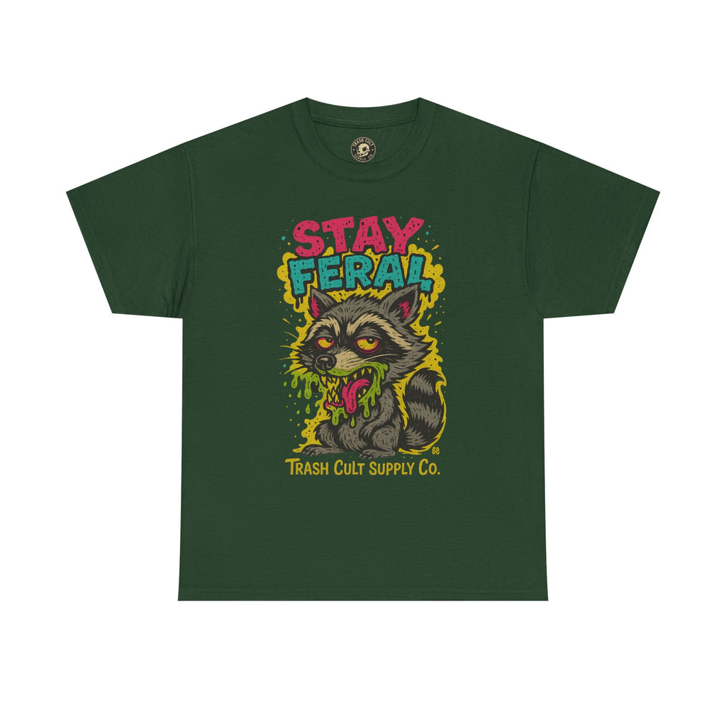 Stay Feral Raccoon Lowbrow Tee – Trash Cult Supply Co. | Gildan 5000