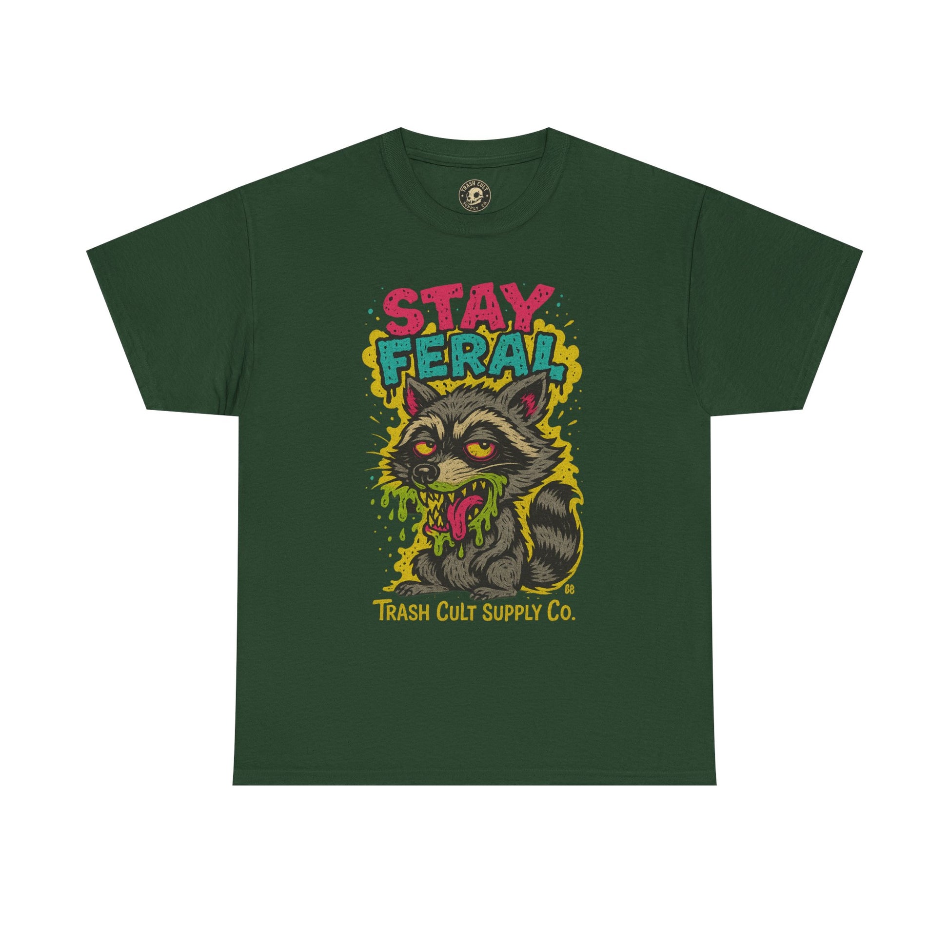 Stay Feral Raccoon Lowbrow Tee – Trash Cult Supply Co. | Gildan 5000